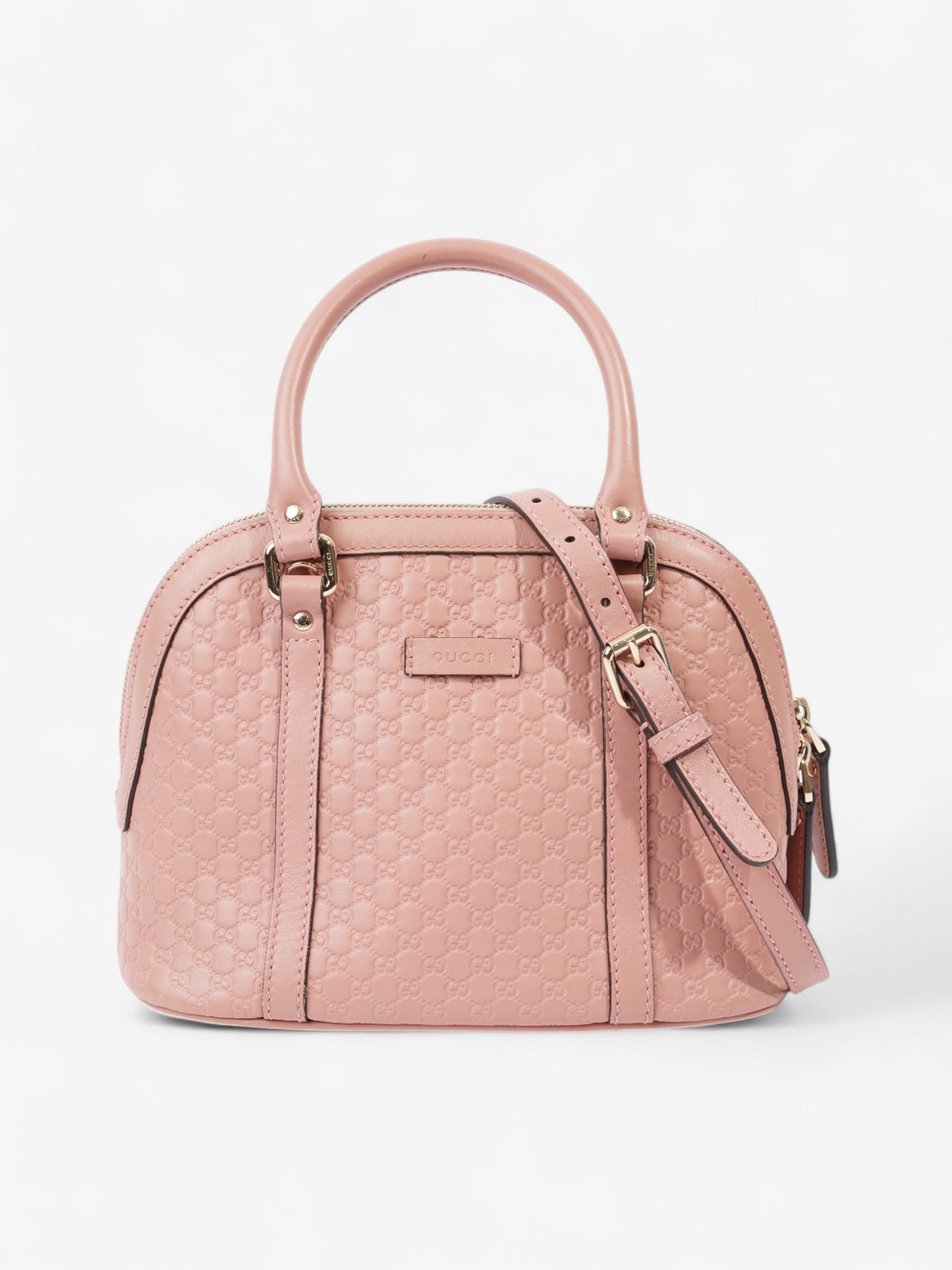 Gucci Dome Bag ssima Leather Pink Crossbody Bag