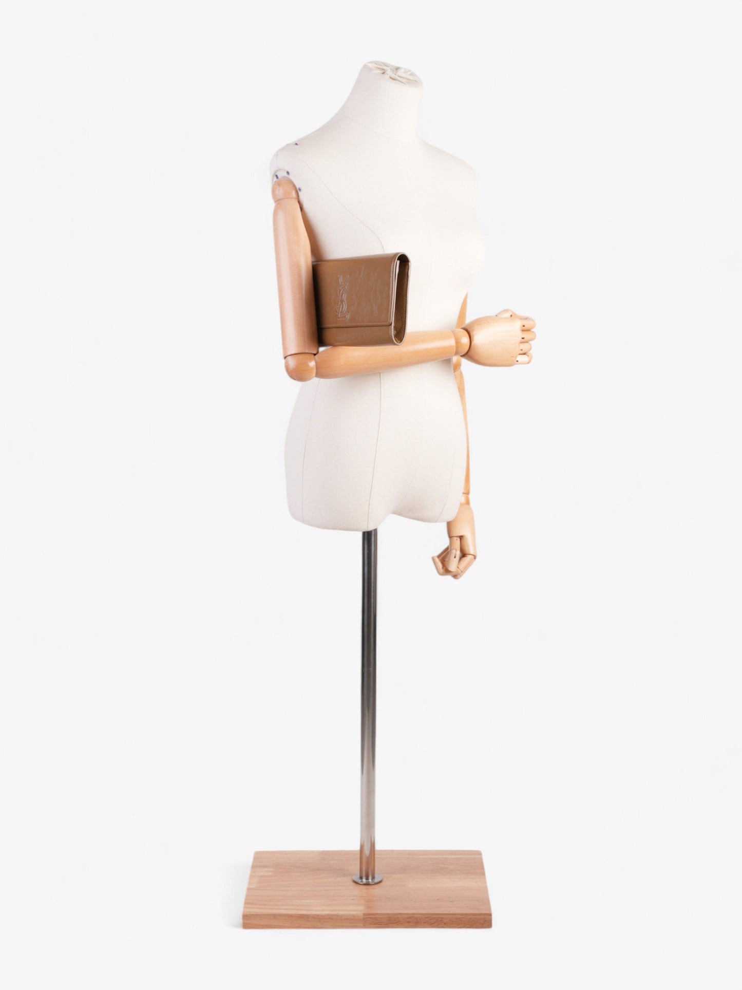 YSL Saint Laurent Belle De Jour Calfskin Clutch Bag Leather Tan Large