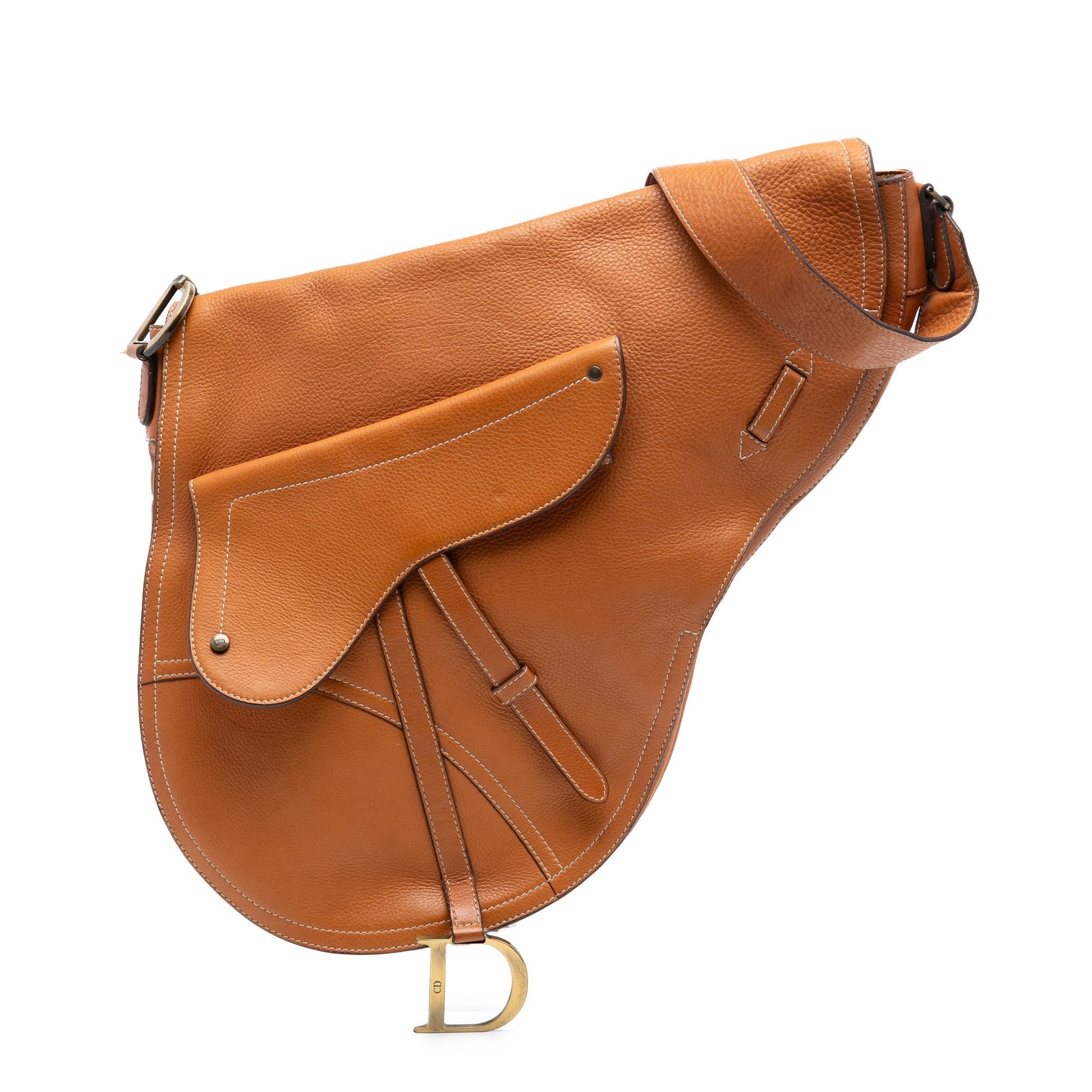 Dior Handbag Baudrier Saddle Bag Leather Brown Crossbody Bag