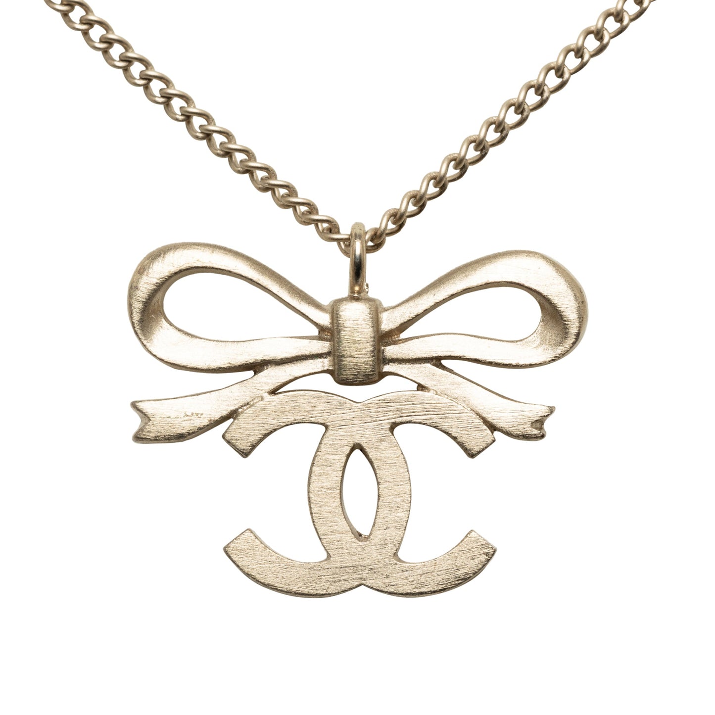 CHANEL CC Ribbon Pendant Necklace Costume Necklace