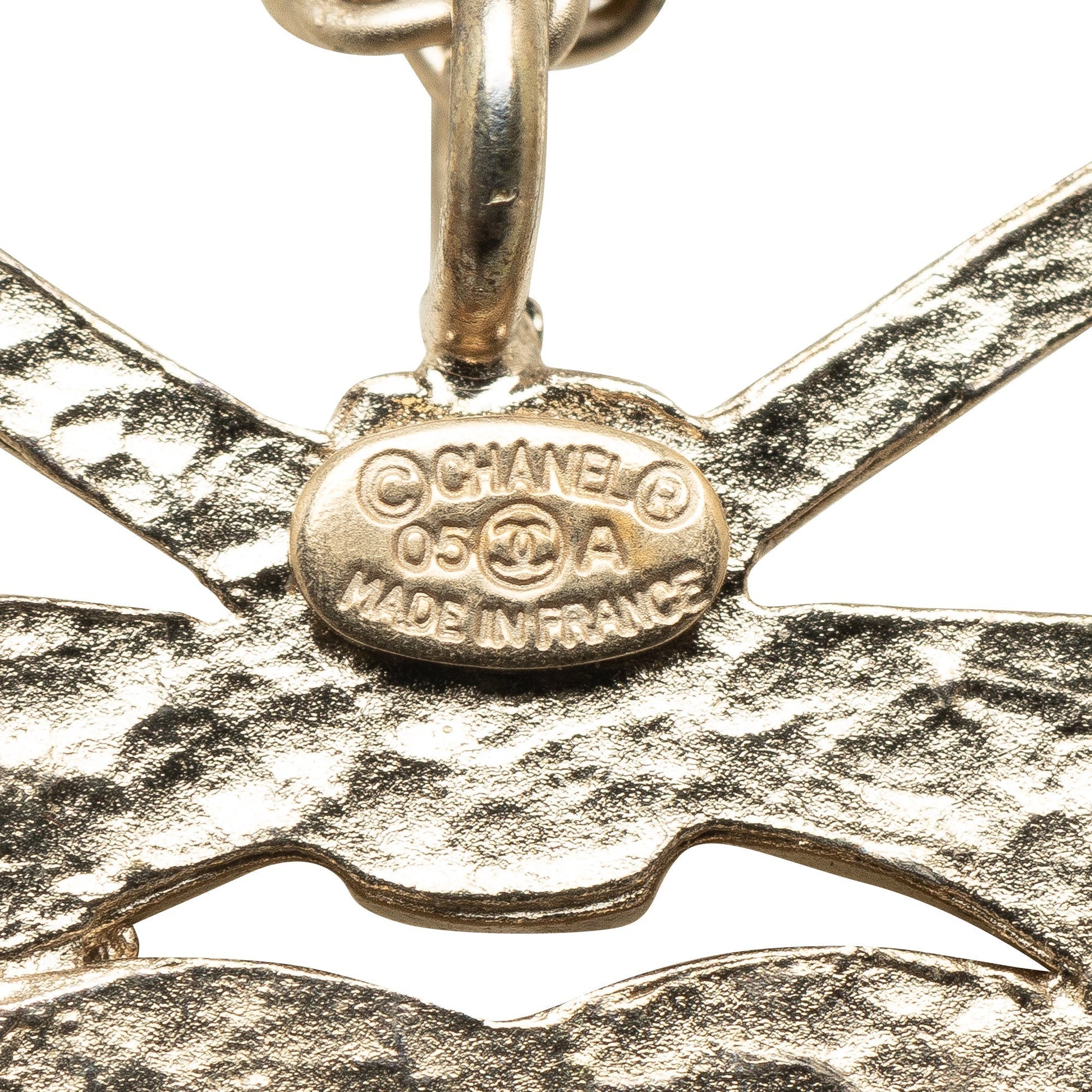 CHANEL CC Ribbon Pendant Necklace Costume Necklace