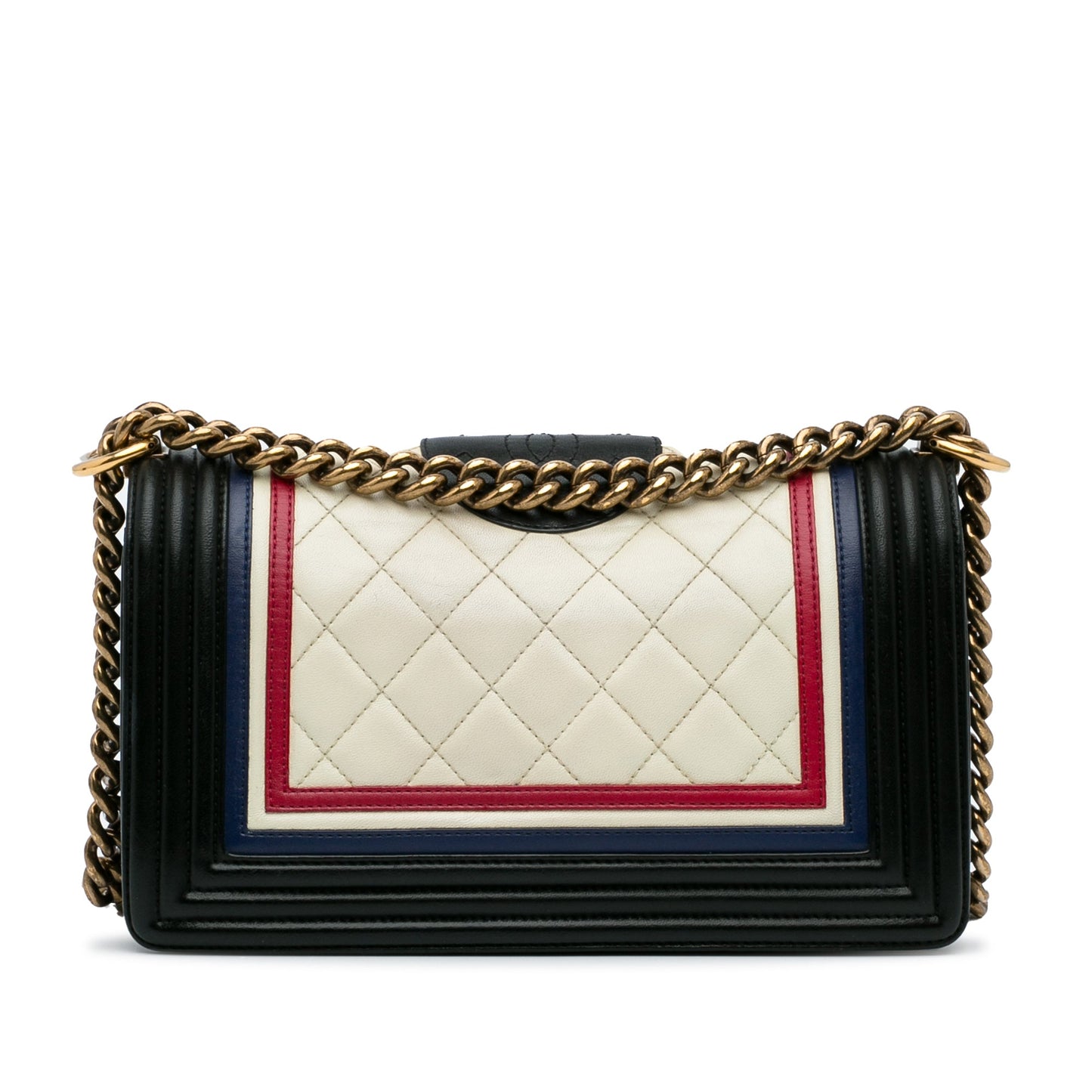 White Chanel Crest-Embellished Medium Boy Bag