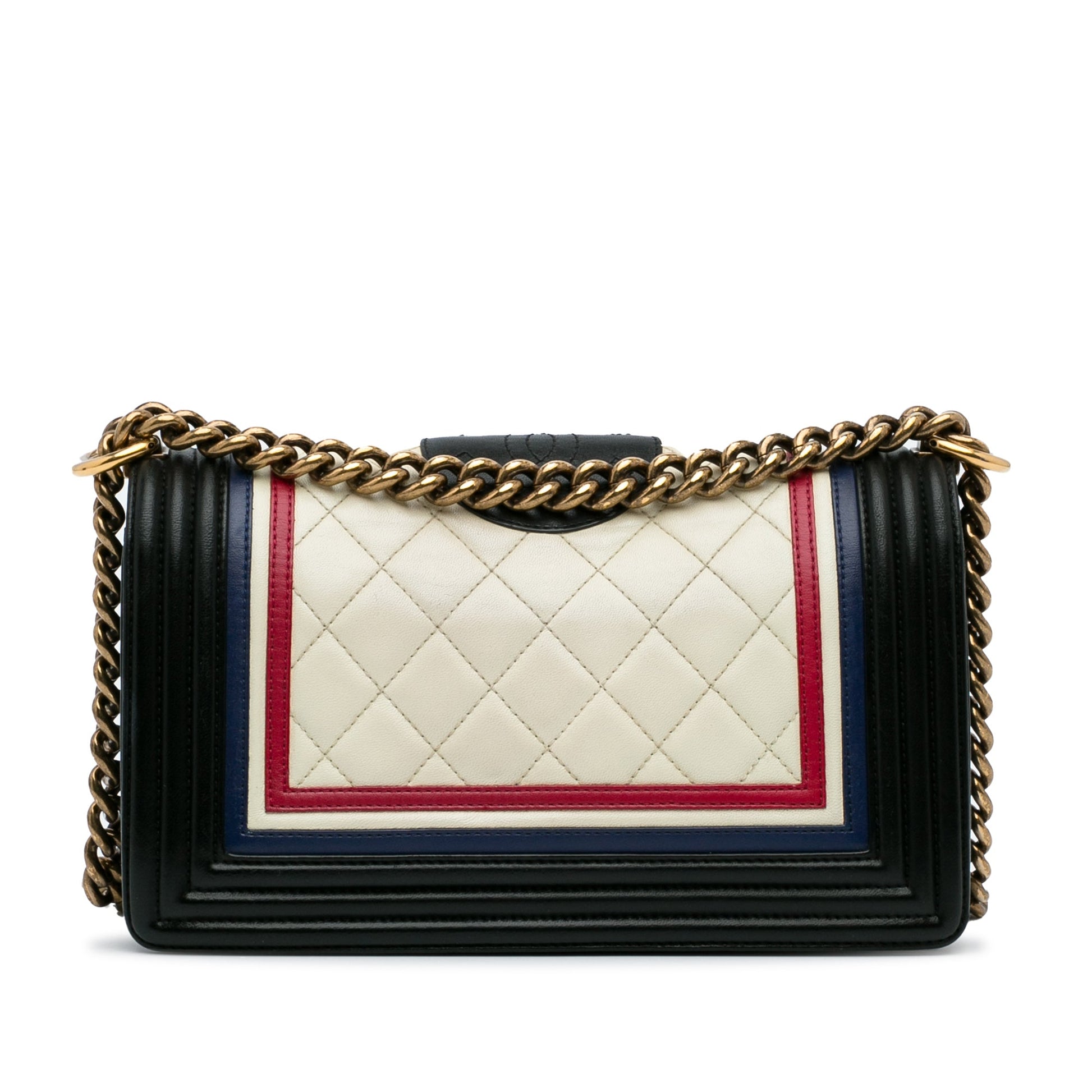 White Chanel Crest-Embellished Medium Boy Bag