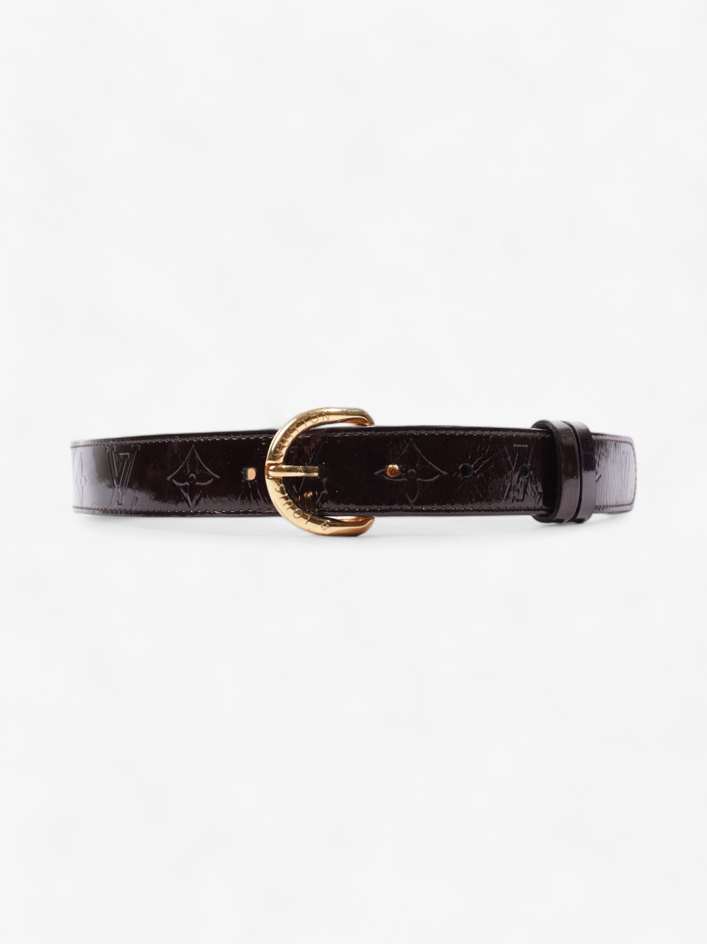 Louis Vuitton Single Buckle Belt Burgundy Patent 80cm Leather