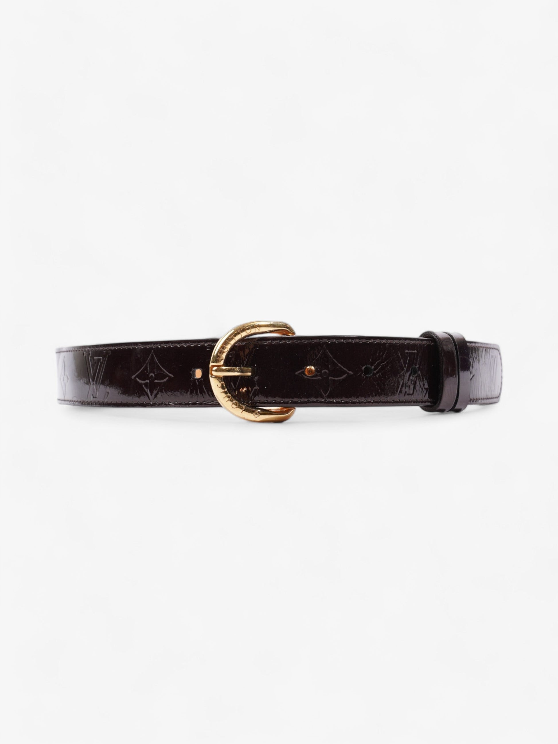 Louis Vuitton Single Buckle Belt Burgundy Patent 80cm Leather
