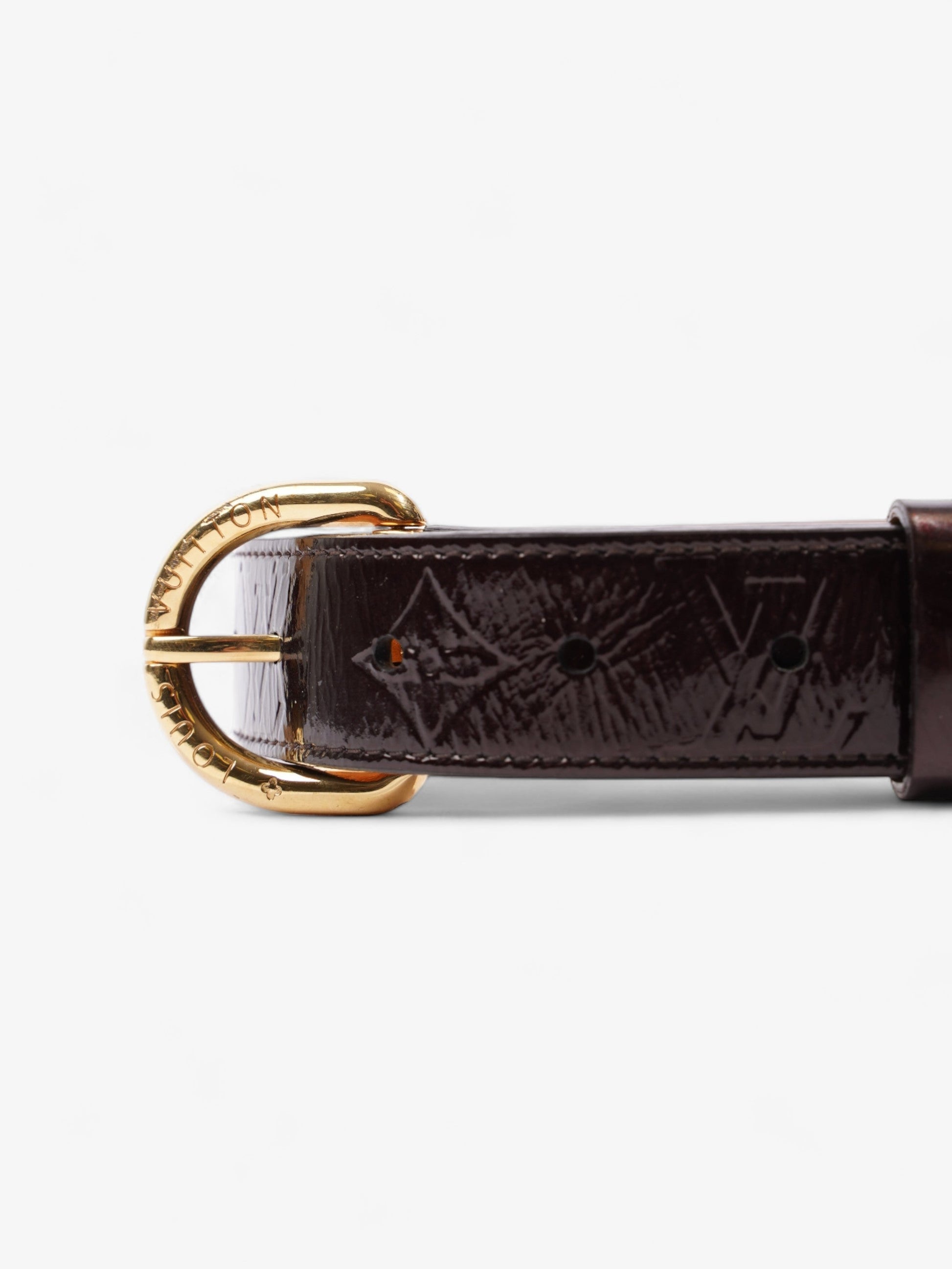 Louis Vuitton Single Buckle Belt Burgundy Patent 80cm Leather