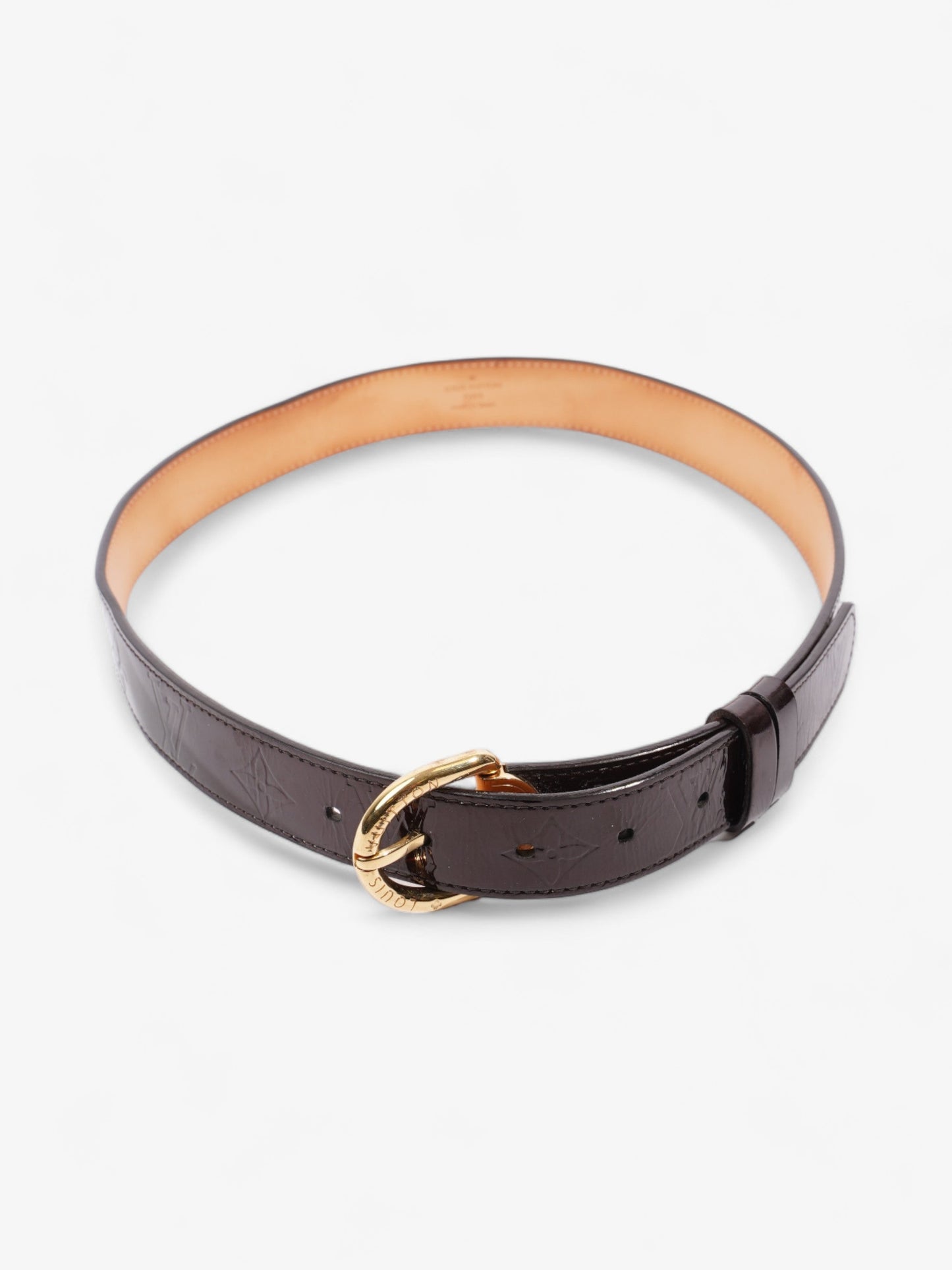 Louis Vuitton Single Buckle Belt Burgundy Patent 80cm Leather