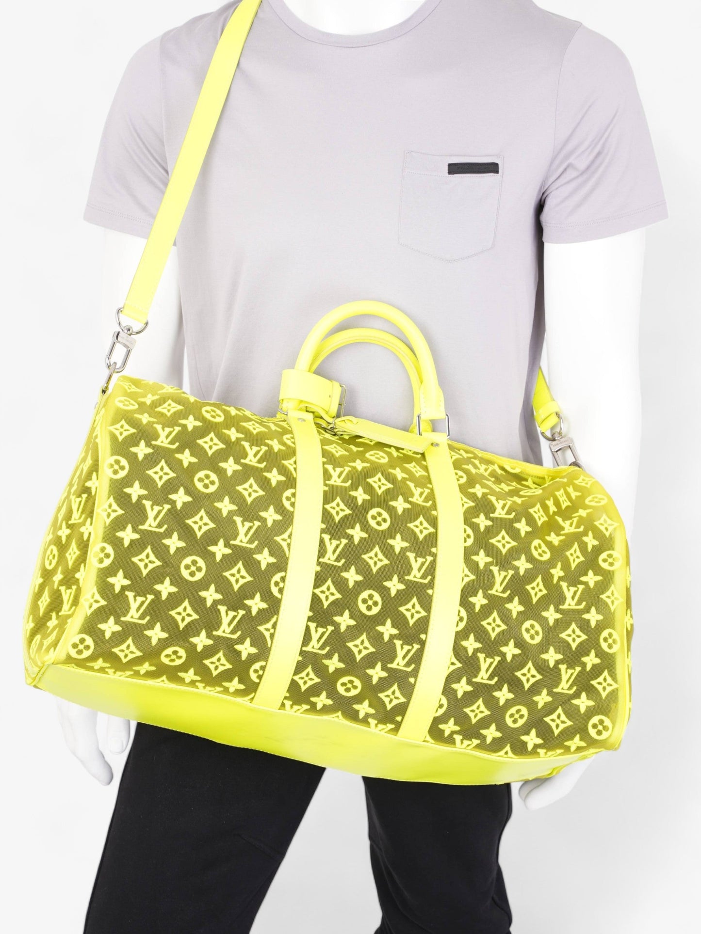 Louis Vuitton Keepall 50 Mesh Monogram Yellow Travel Bag