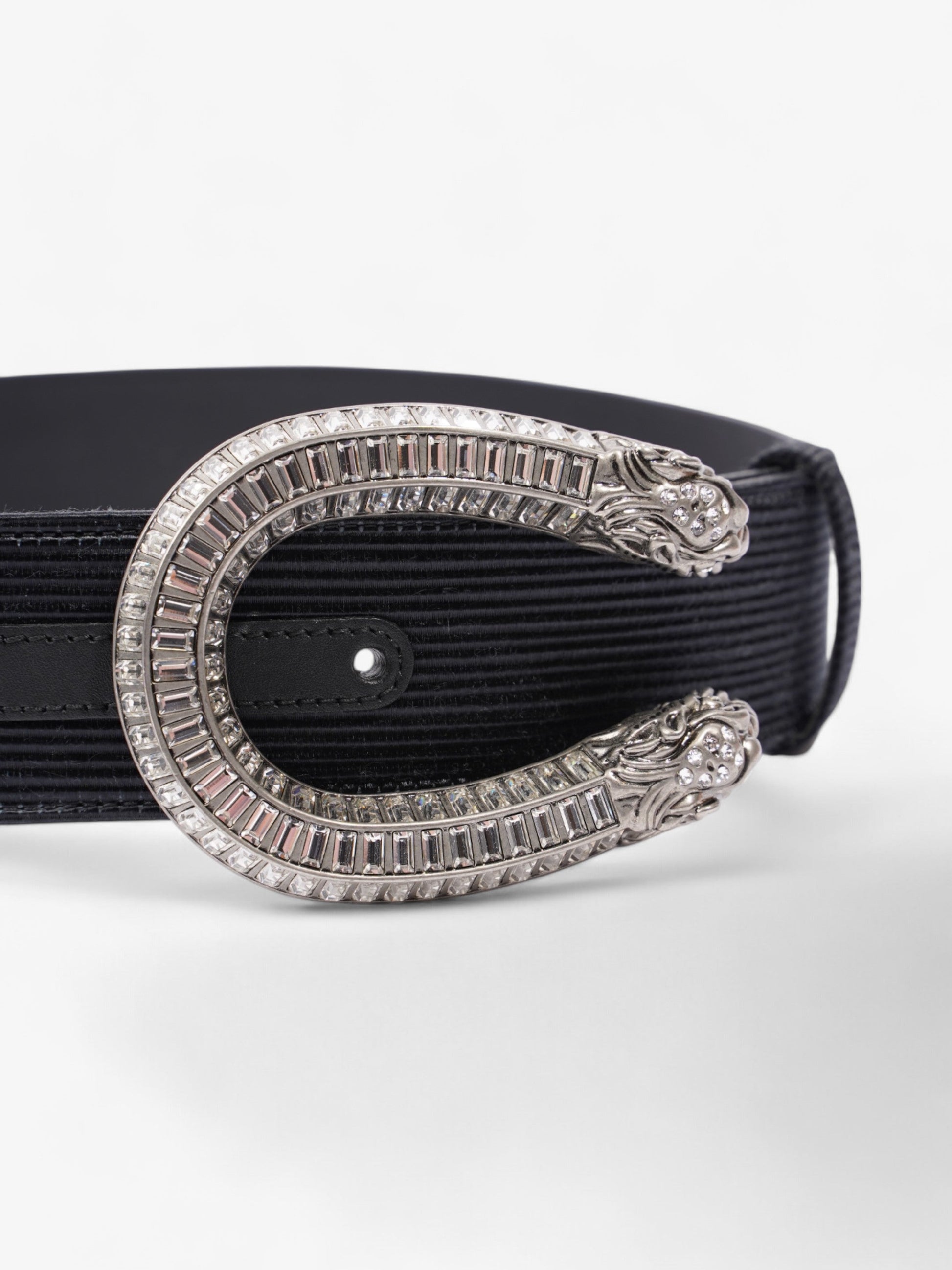 Gucci Dionysus Belt Crystal Fabric Handbag Black Silver Accessory