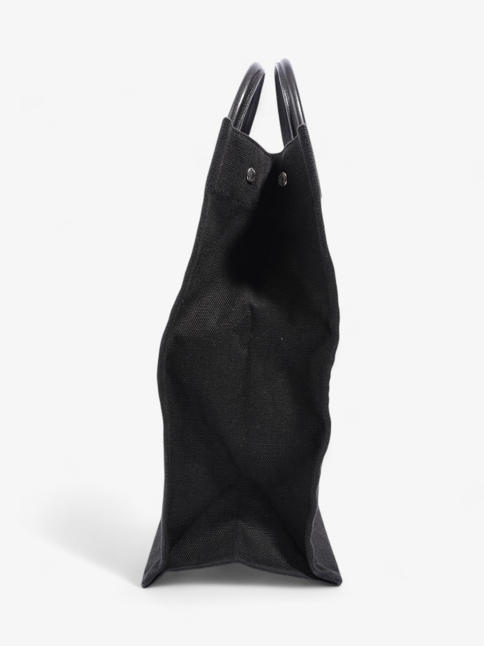 YSL Saint Laurent Rive Gauche Tote Canvas Black White Shoulder Bag