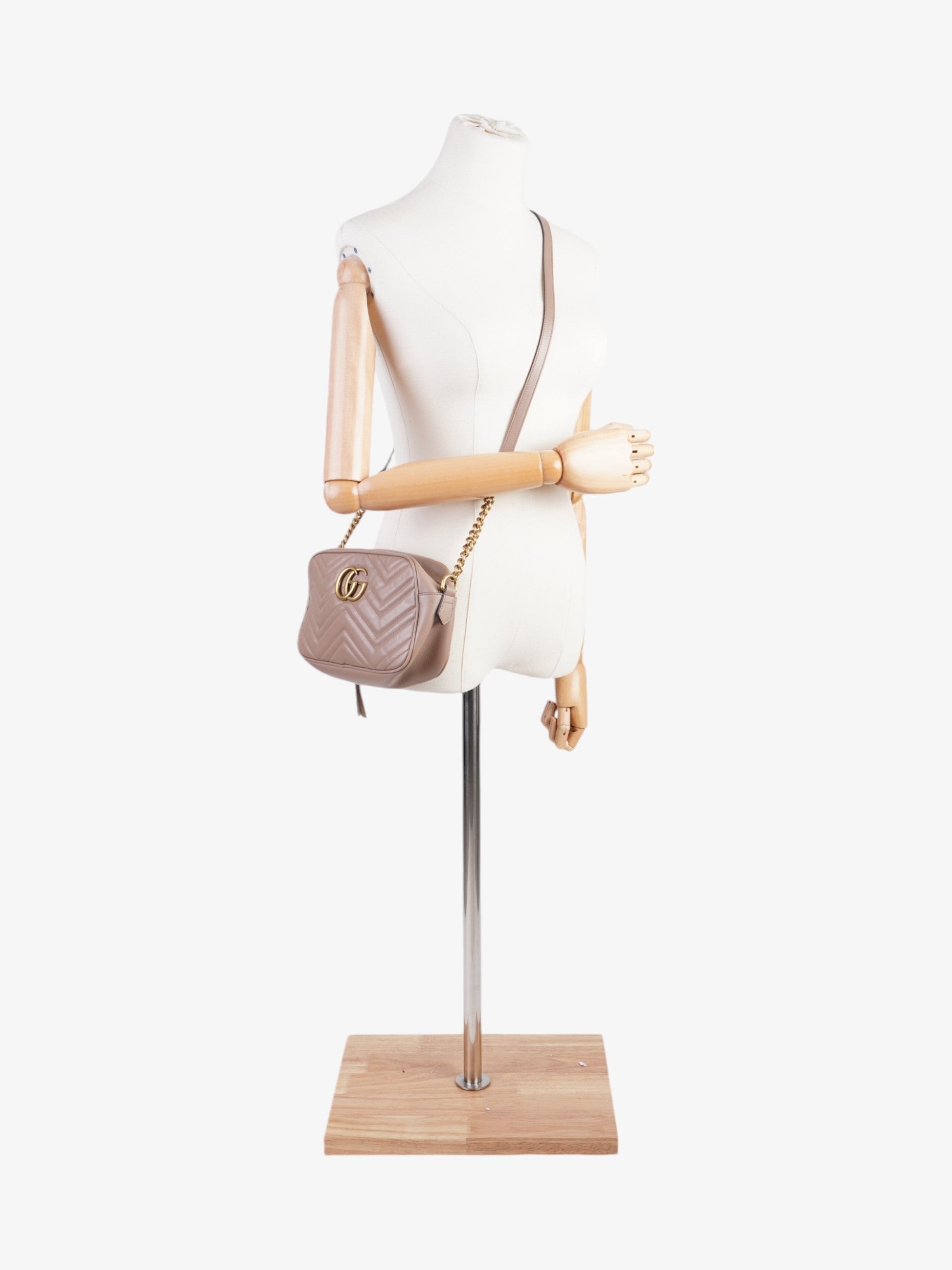 Gucci Marmont Dusty Small Crossbody Bag Leather Matelasse