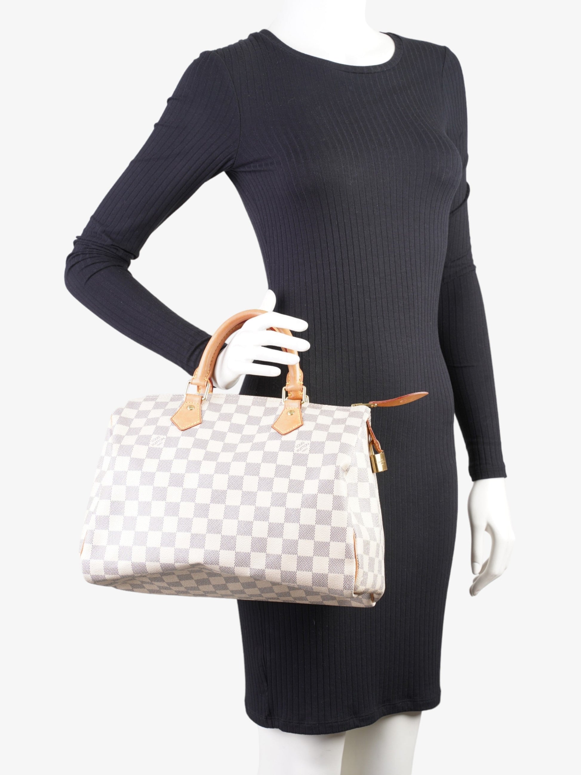 Louis Vuitton Speedy Azur Coated 30 Canvas Coated Canvas Damier Apparel Canvas 2