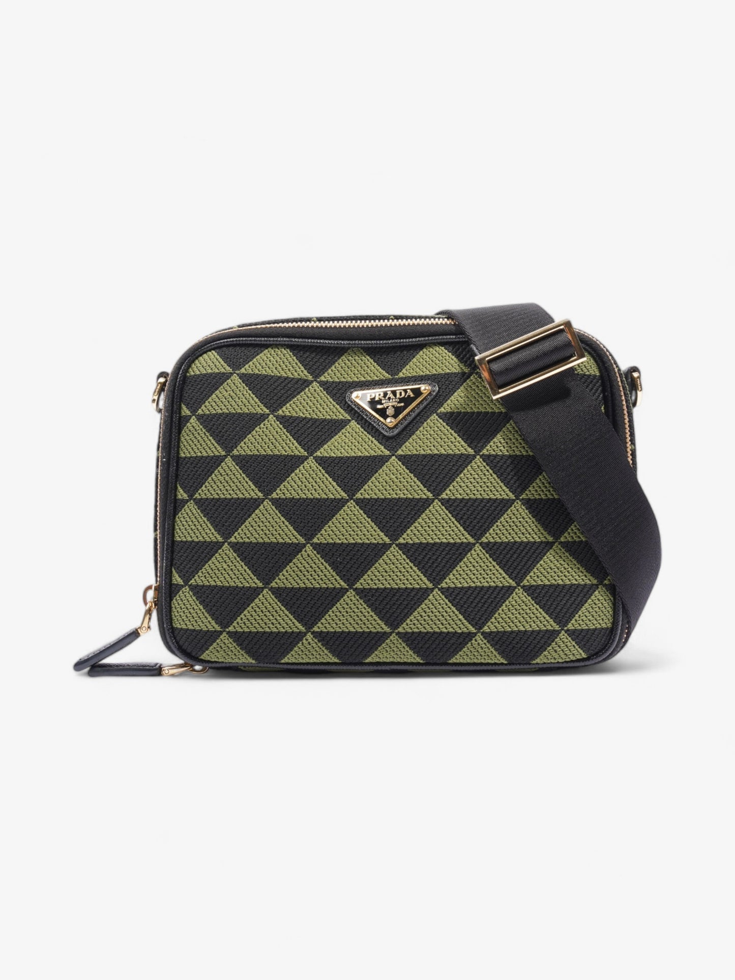 Prada Symbole Triangolo Crossbody Bag Canvas Black Green
