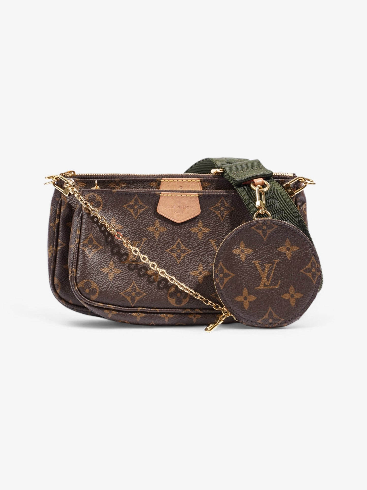 Louis Vuitton Multi Pochette Accessoires Coated Monogram Canvas Coated Canvas Green Apparel