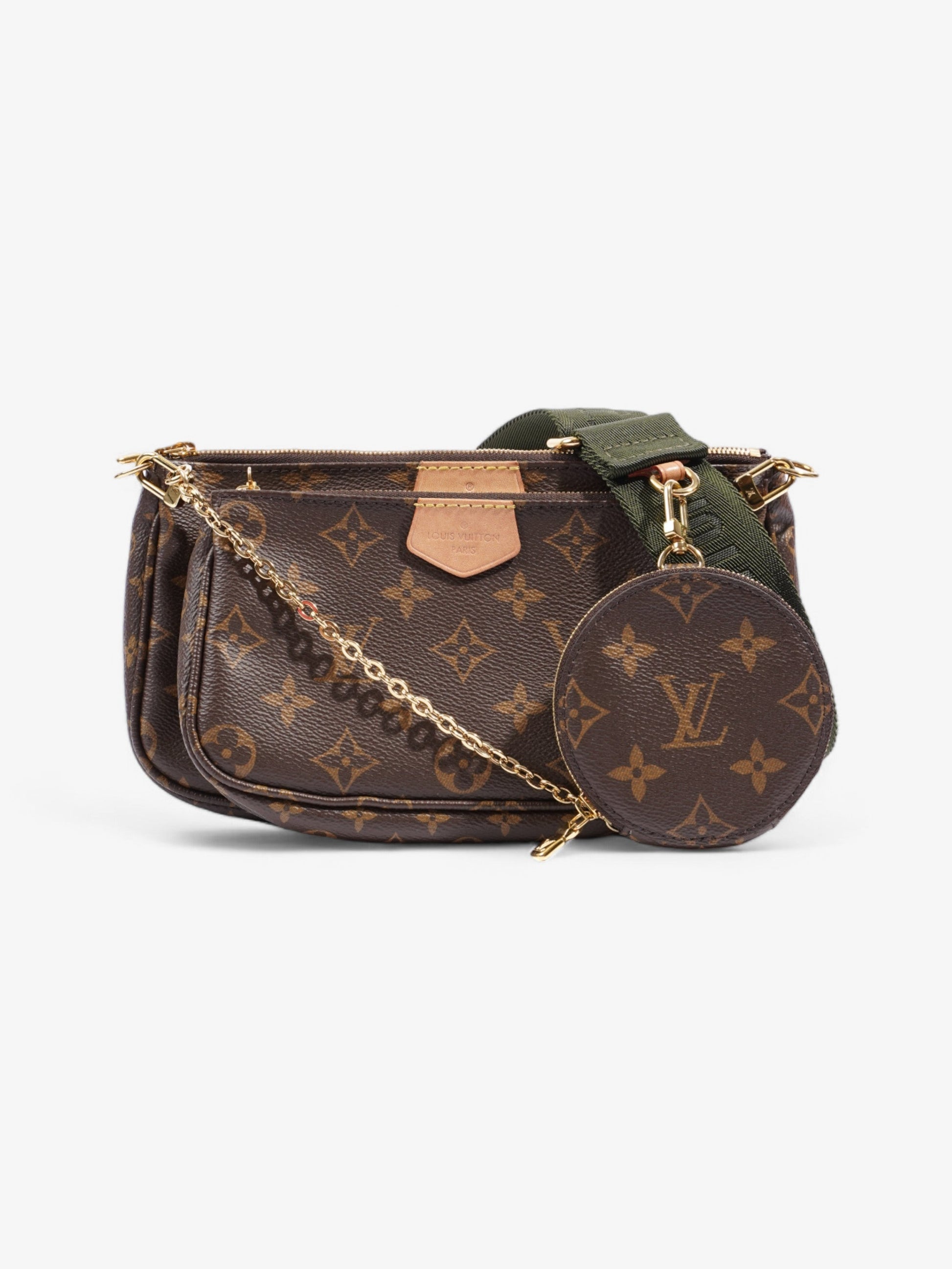 Louis Vuitton Multi Pochette Accessoires Coated Monogram Canvas Coated Canvas Green Apparel