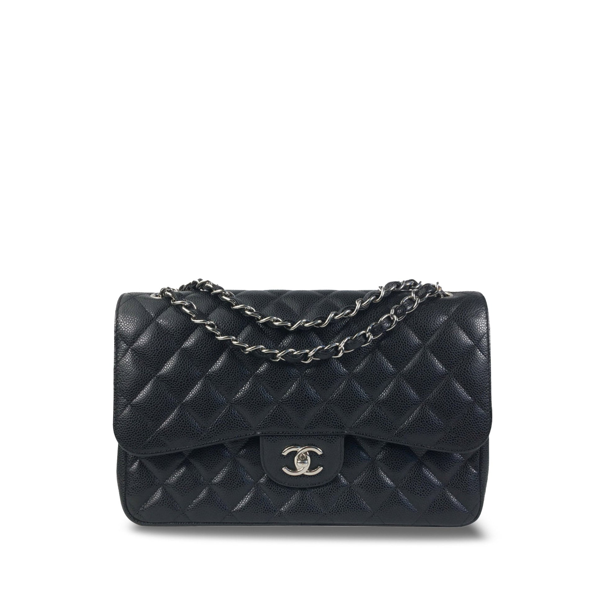 CHANEL Jumbo Classic Caviar Double Flap Shoulder Bag