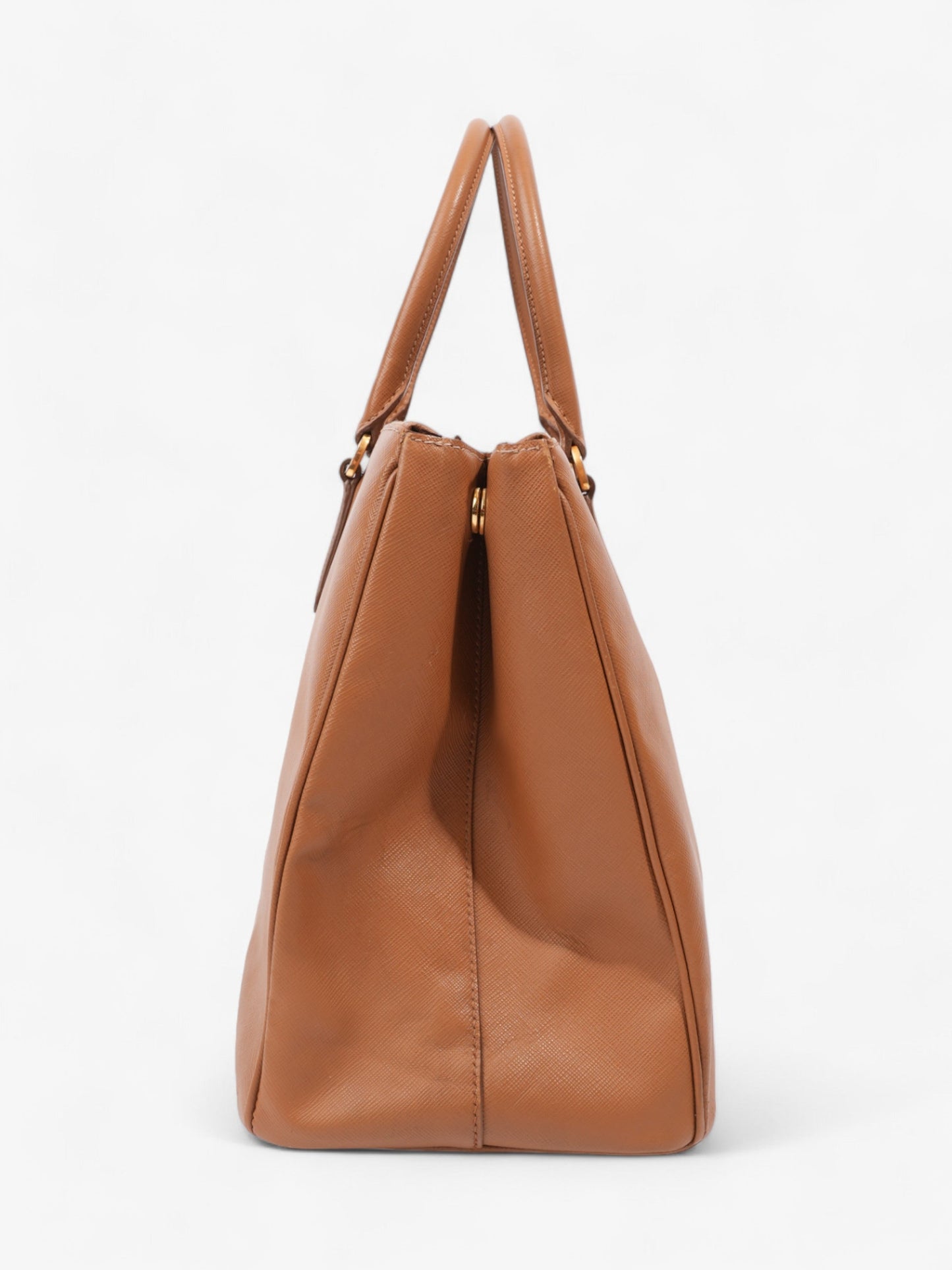 Prada Galleria Double Caramel Tote Bag Leather Saffiano Brown