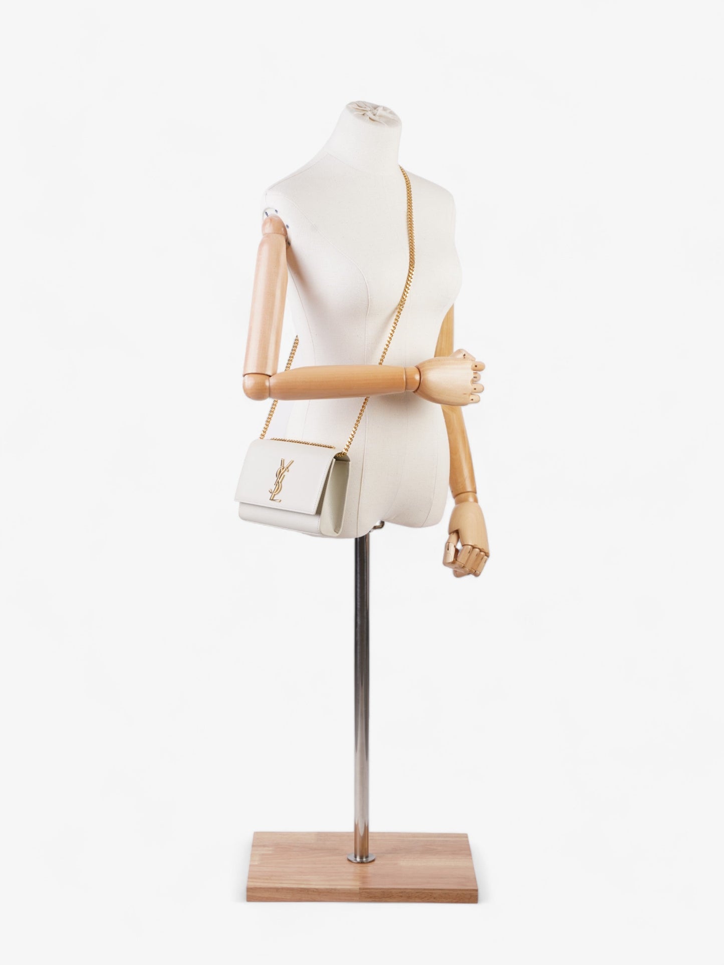 YSL Saint Laurent Kate Crossbody Bag Leather White Small