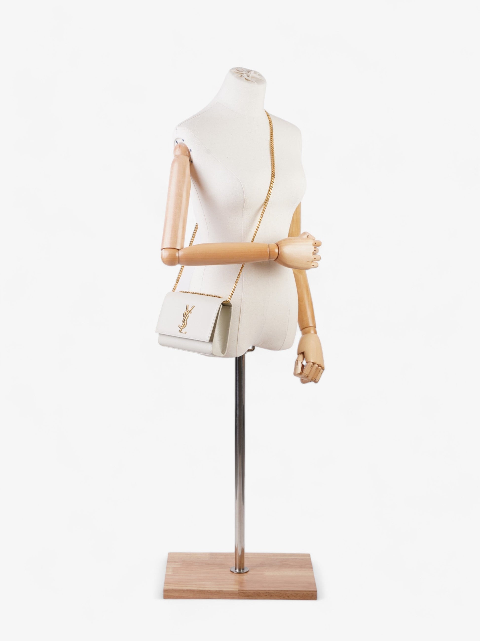 YSL Saint Laurent Kate Crossbody Bag Leather White Small