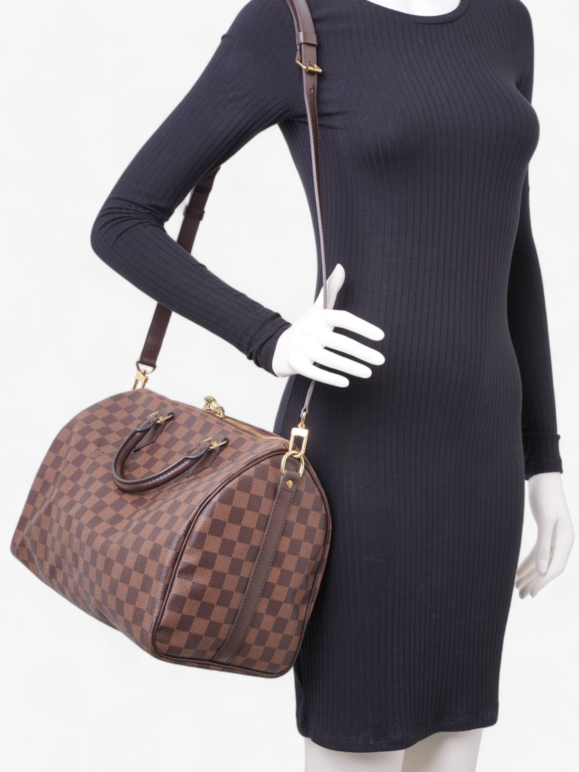 Louis Vuitton Speedy Bandouliere Ebene Coated 35 Canvas Coated Canvas Damier Apparel