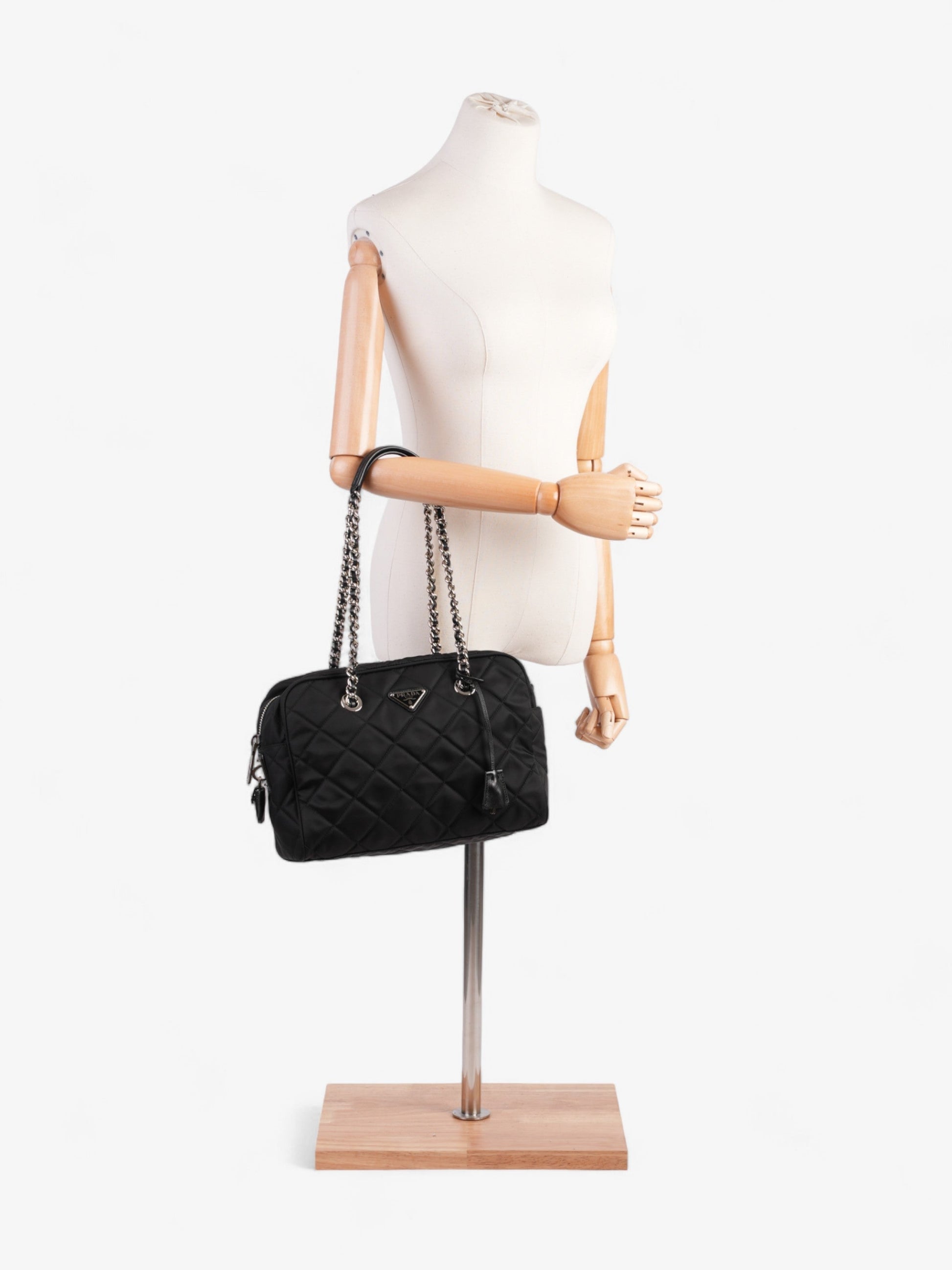 Prada Tote Re Nylon Quilted Black Shoulder Bag