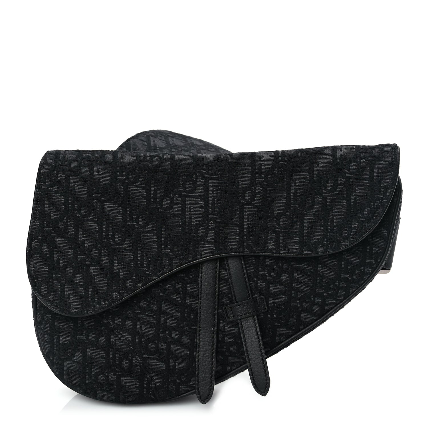 Dior Handbag Christian Oblique Mens Saddle Bag Canvas Black Blue Shoulder Bag