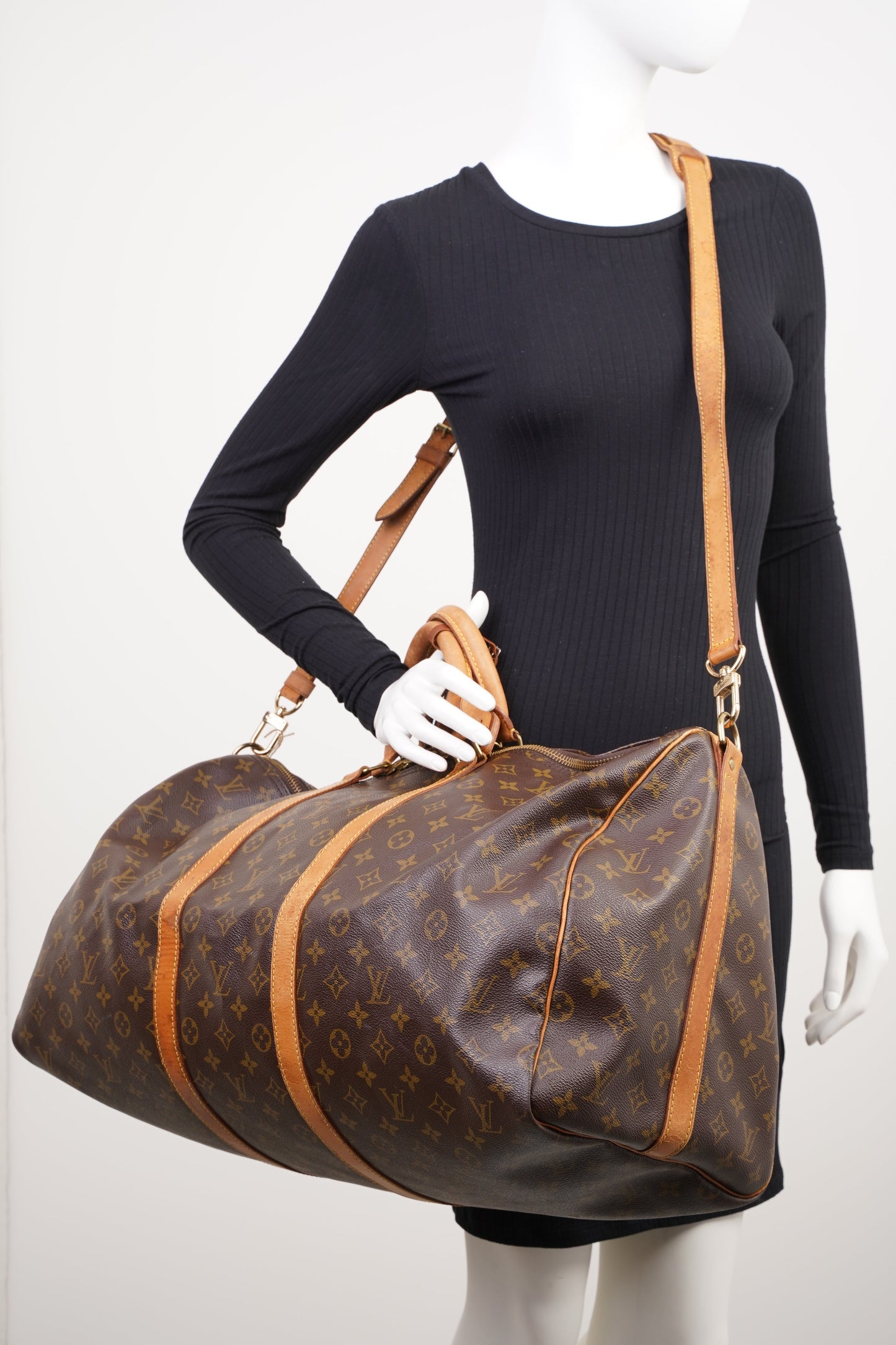 Louis Vuitton Keepall Bandouiliere Coated 55 Monogram Canvas Coated Canvas Brown Apparel