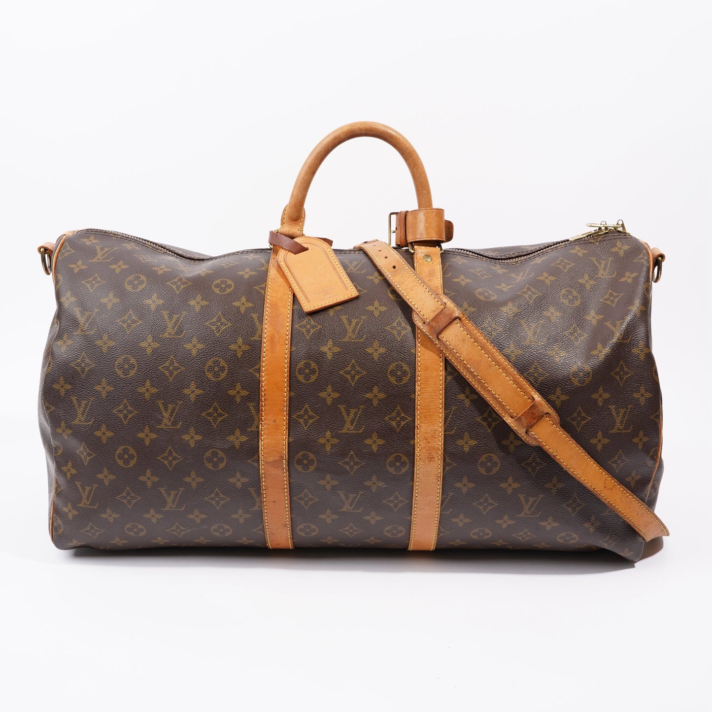 Louis Vuitton Keepall Bandouiliere Coated 55 Monogram Canvas Coated Canvas Brown Apparel
