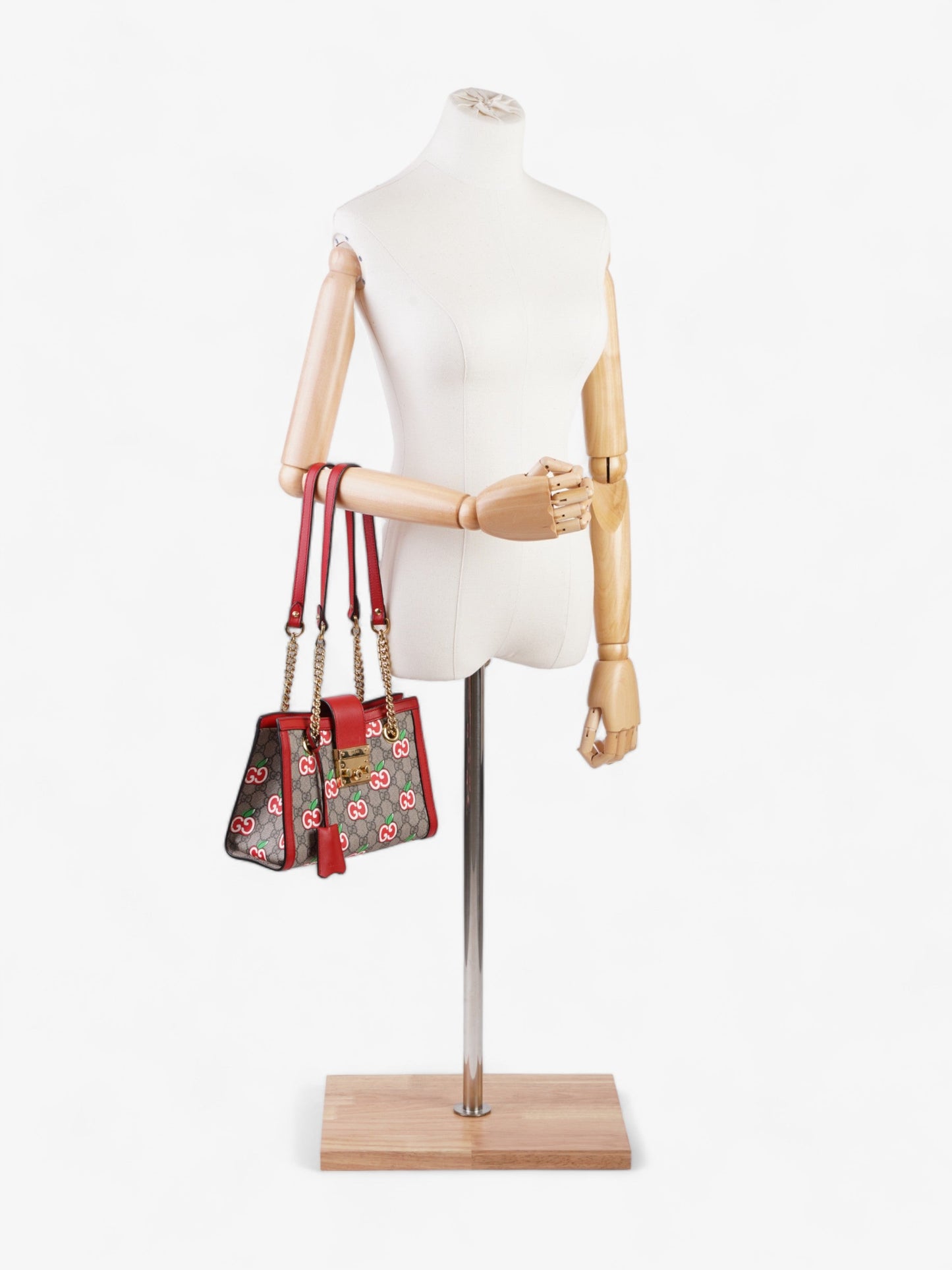 Gucci Apple Padlock And Ebony Supreme Coated Small Canvas Beige Shoulder Bag