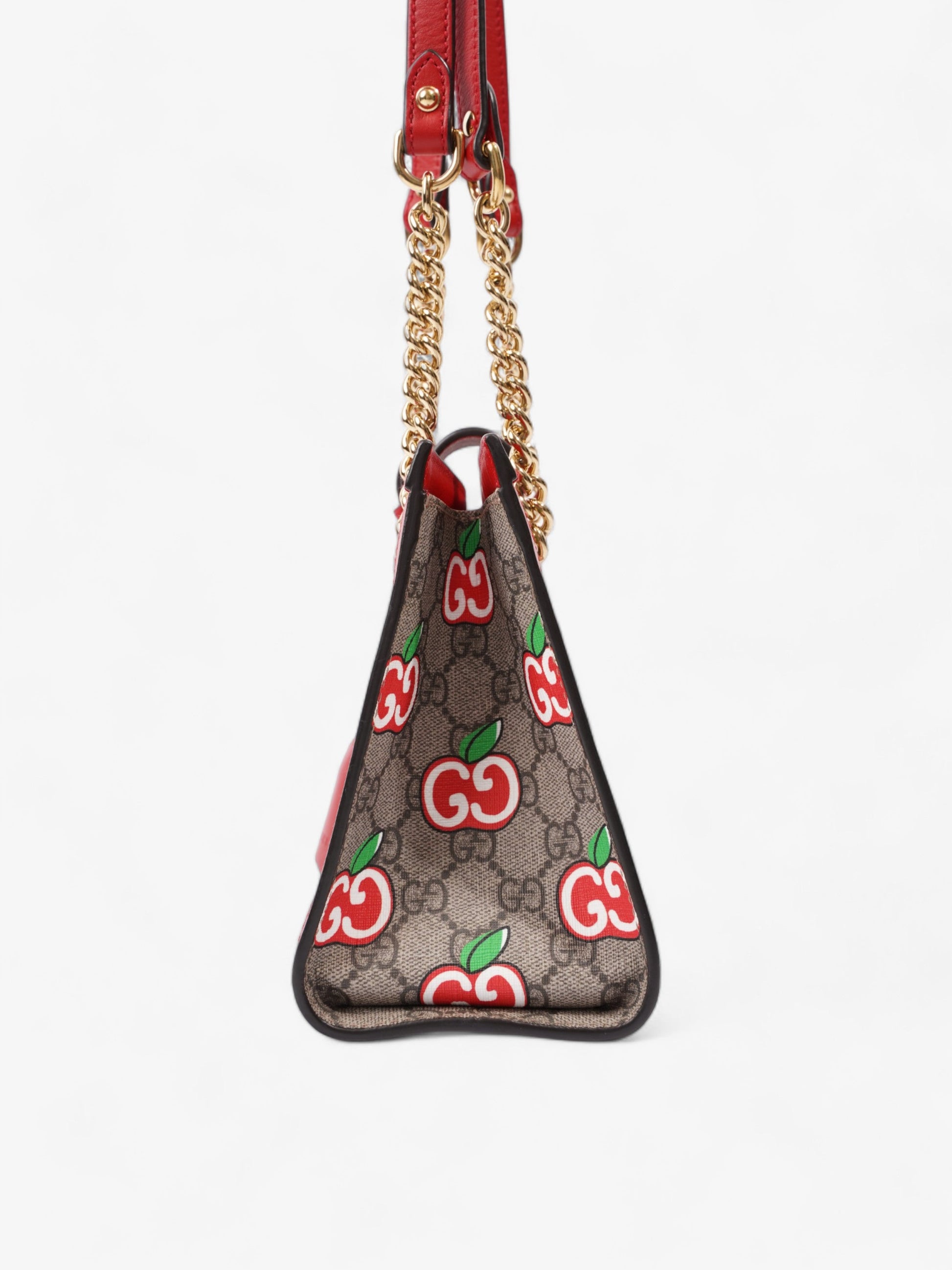 Gucci Apple Padlock And Ebony Supreme Coated Small Canvas Beige Shoulder Bag