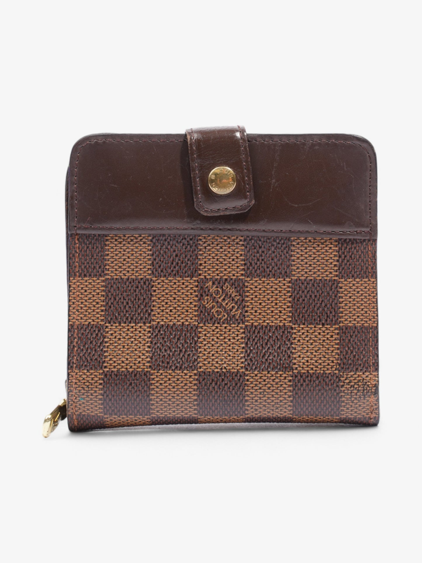 Louis Vuitton Compact Zip Around Ebene Coated Damier Canvas Coated Canvas Wallet Case