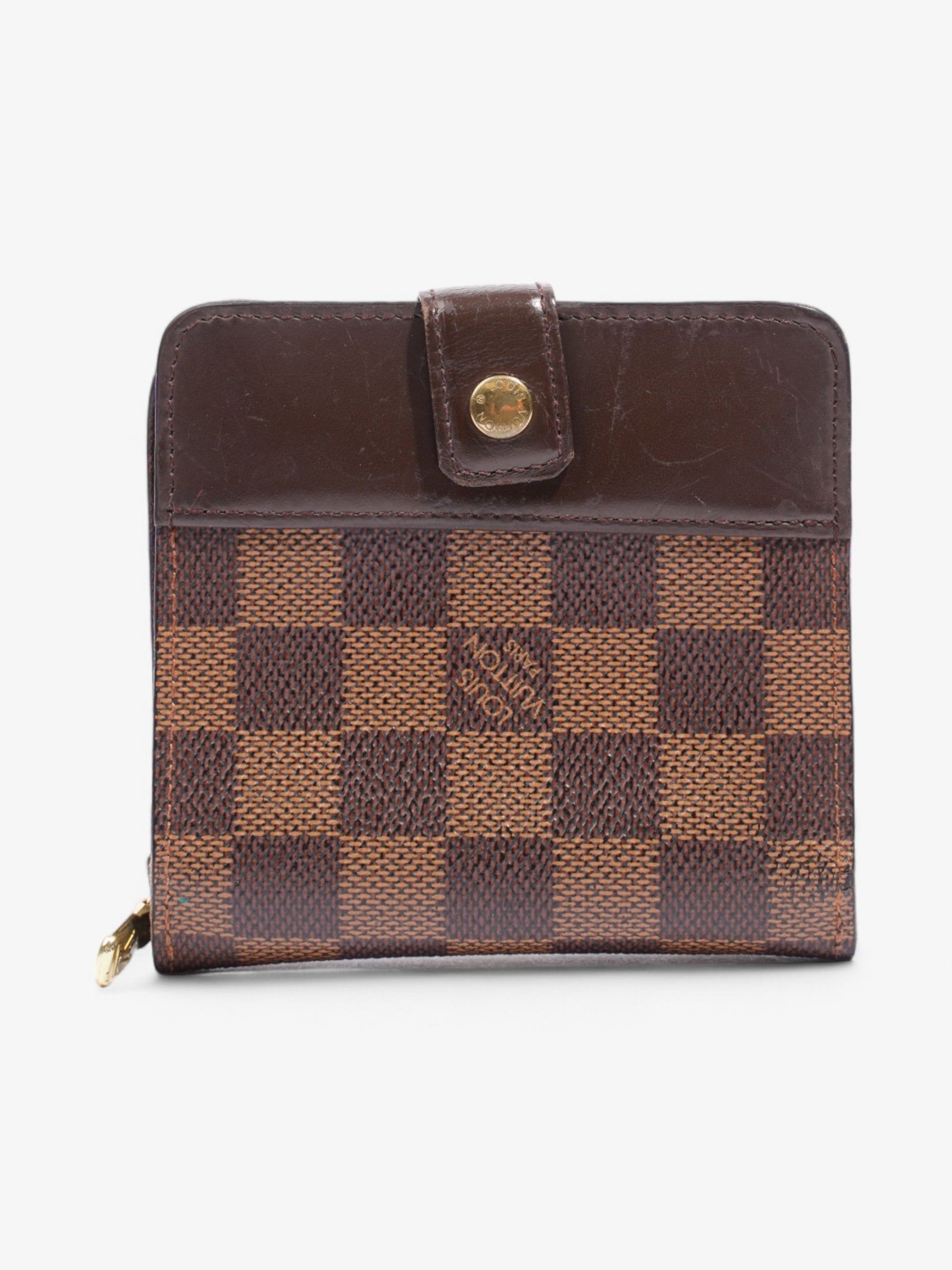 Louis Vuitton Compact Zip Around Ebene Coated Damier Canvas Coated Canvas Wallet Case