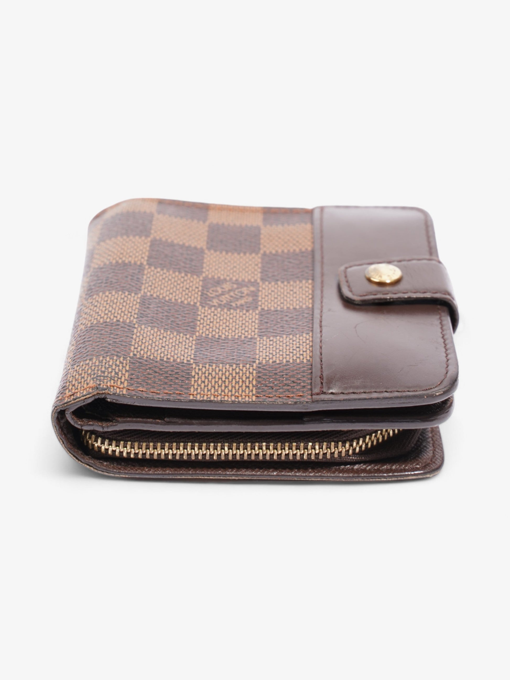 Louis Vuitton Compact Zip Around Ebene Coated Damier Canvas Coated Canvas Wallet Case