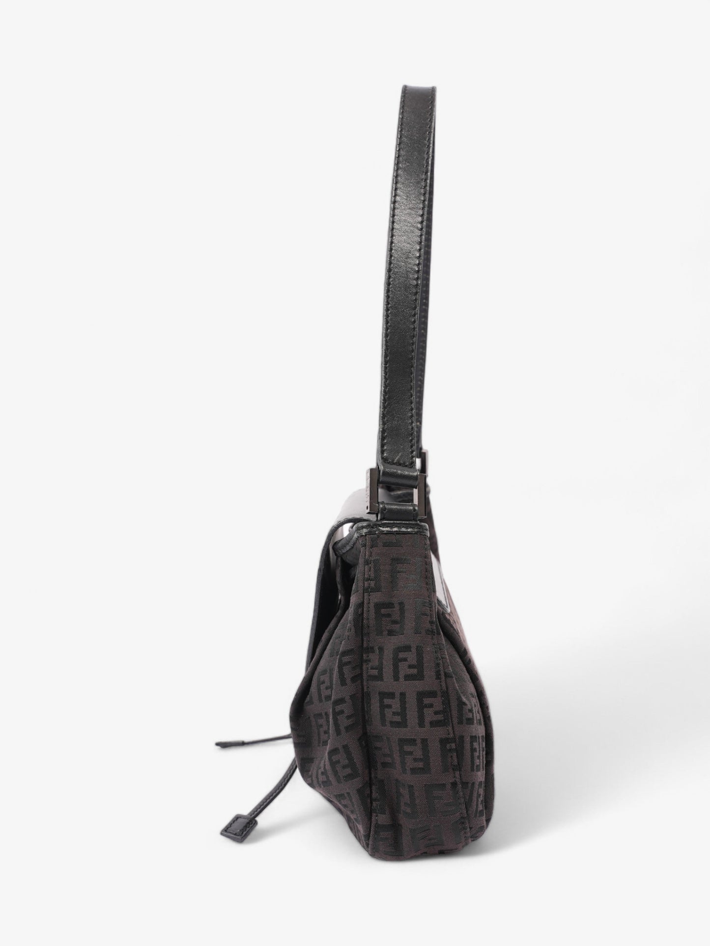 Fendi Zucchino Baguette Zucca Shoulder Bag Canvas Black