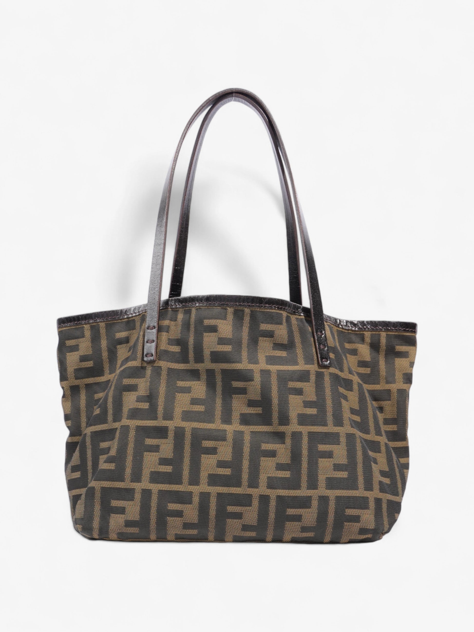 Fendi Zucca Handbag Canvas Brown Travel Bag