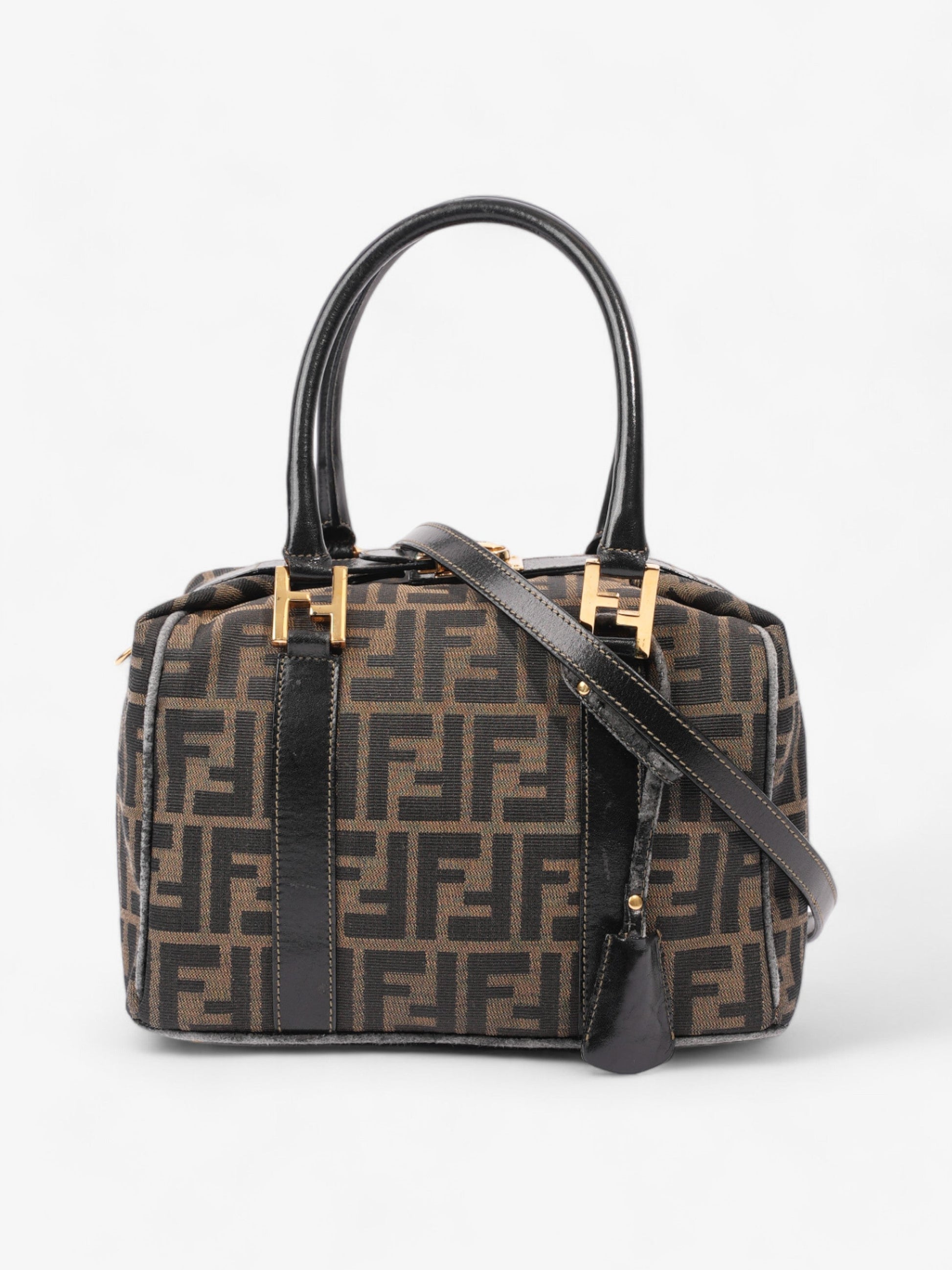 Fendi Two Way Boston Bag Zucca Canvas Shoulder Bag