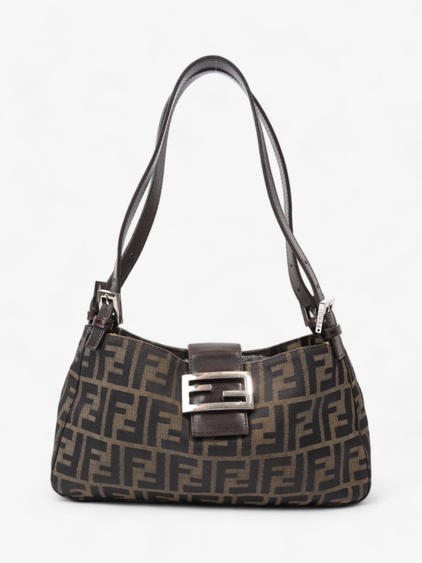 Fendi Mamma Baguette Zucca Shoulder Bag Canvas Brown