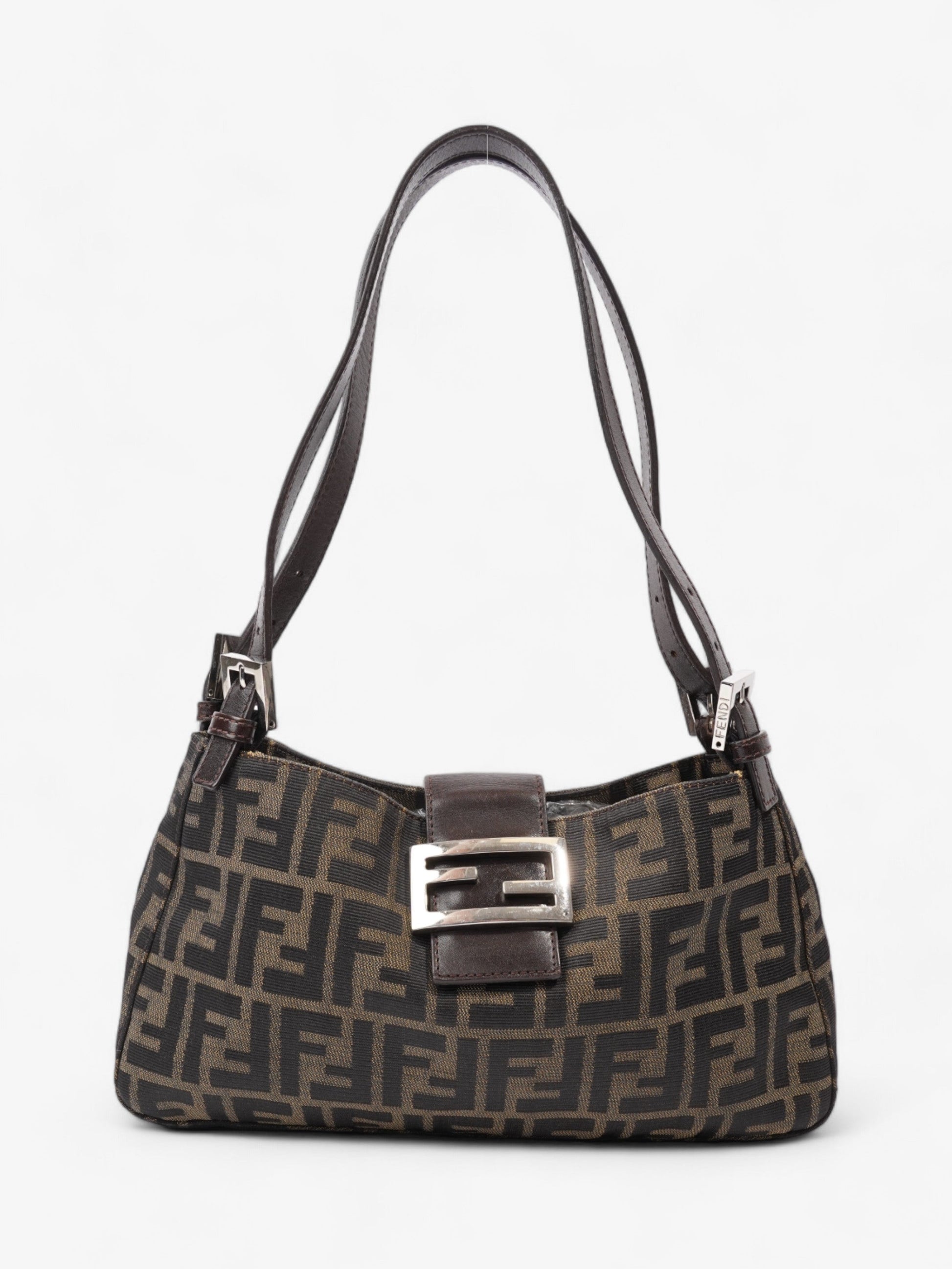 Fendi Mamma Baguette Zucca Shoulder Bag Canvas Brown