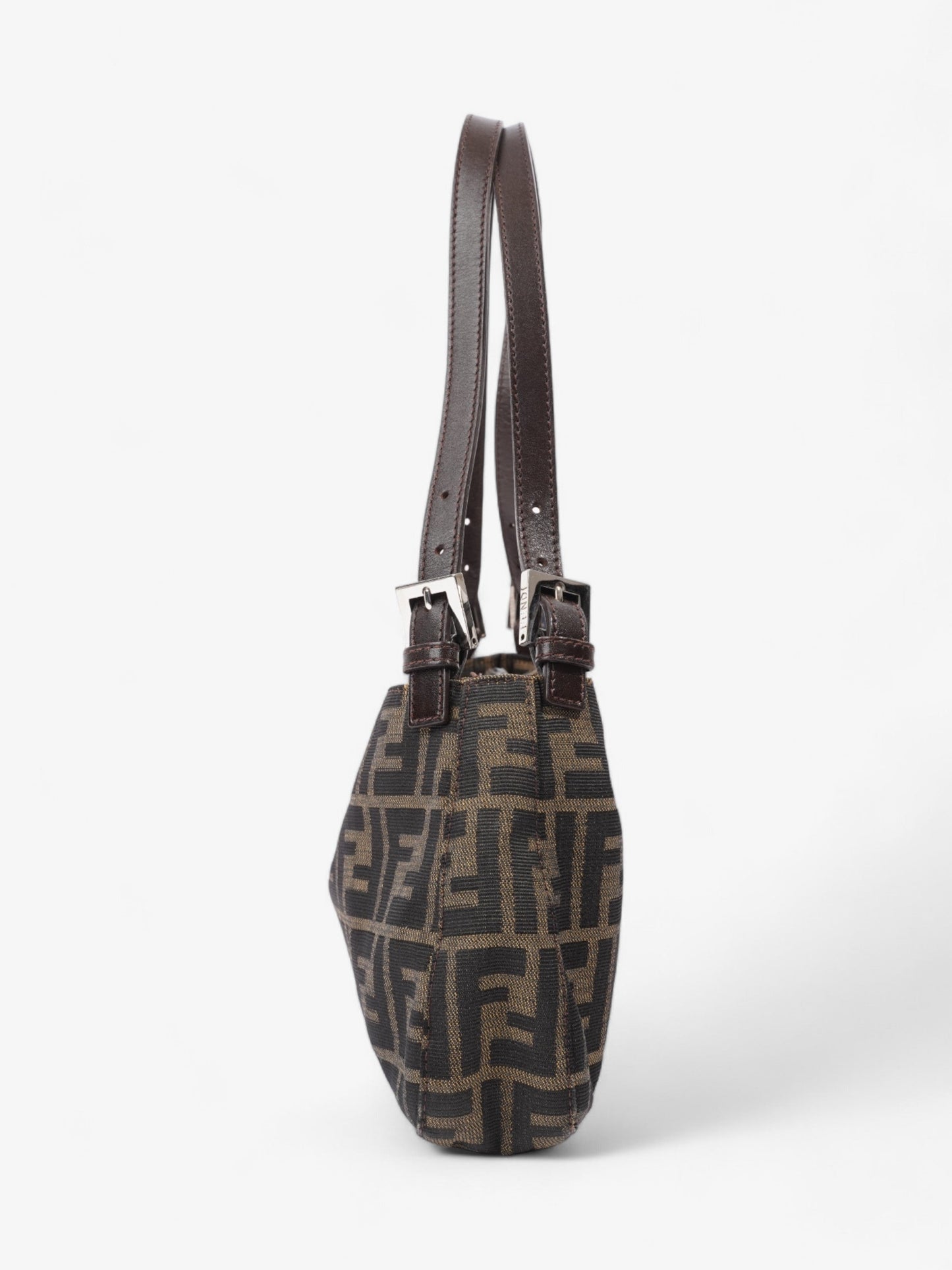 Fendi Mamma Baguette Zucca Shoulder Bag Canvas Brown