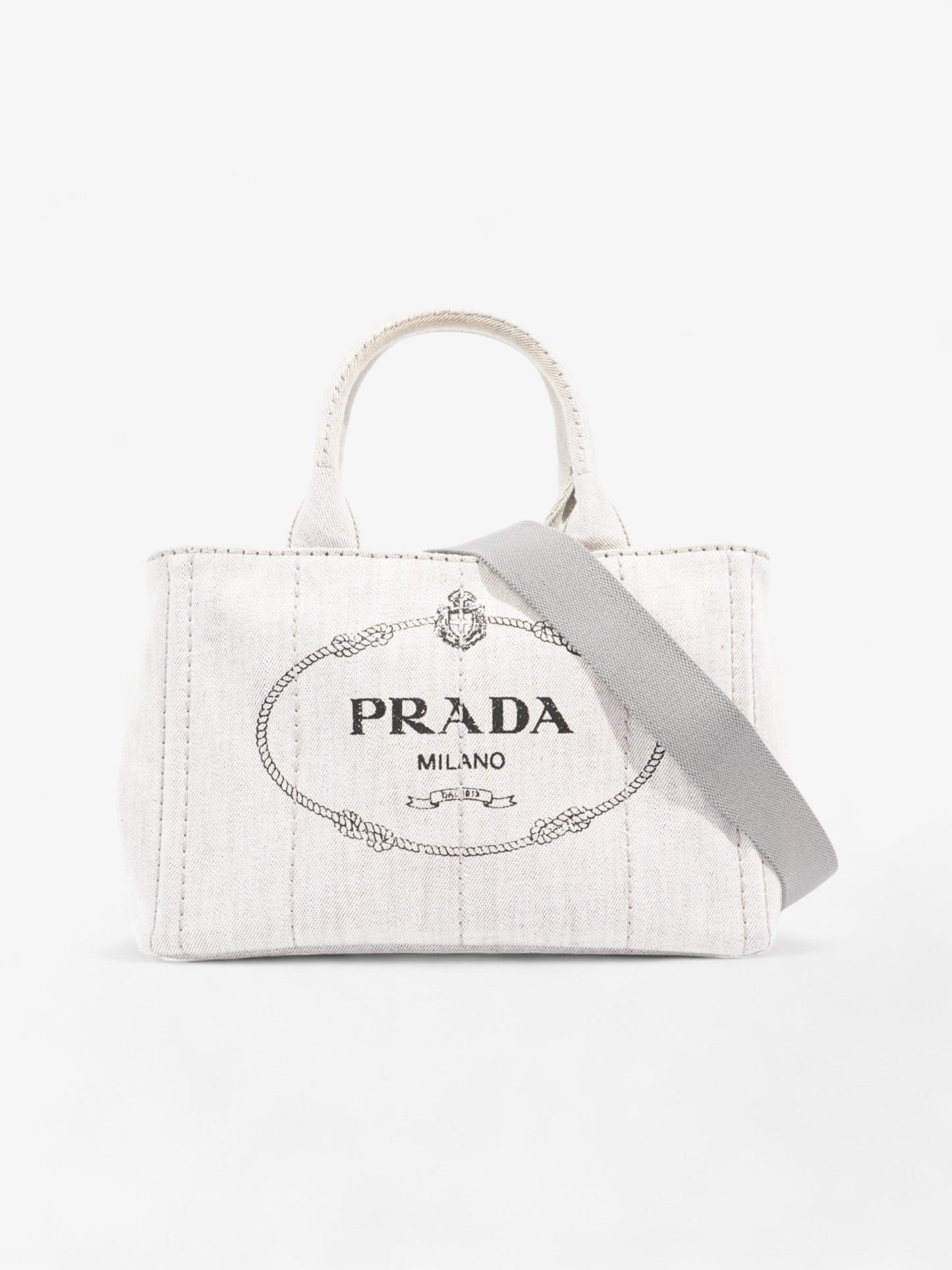 Prada Canapa Tote Grey Denim Gray Shoulder Bag