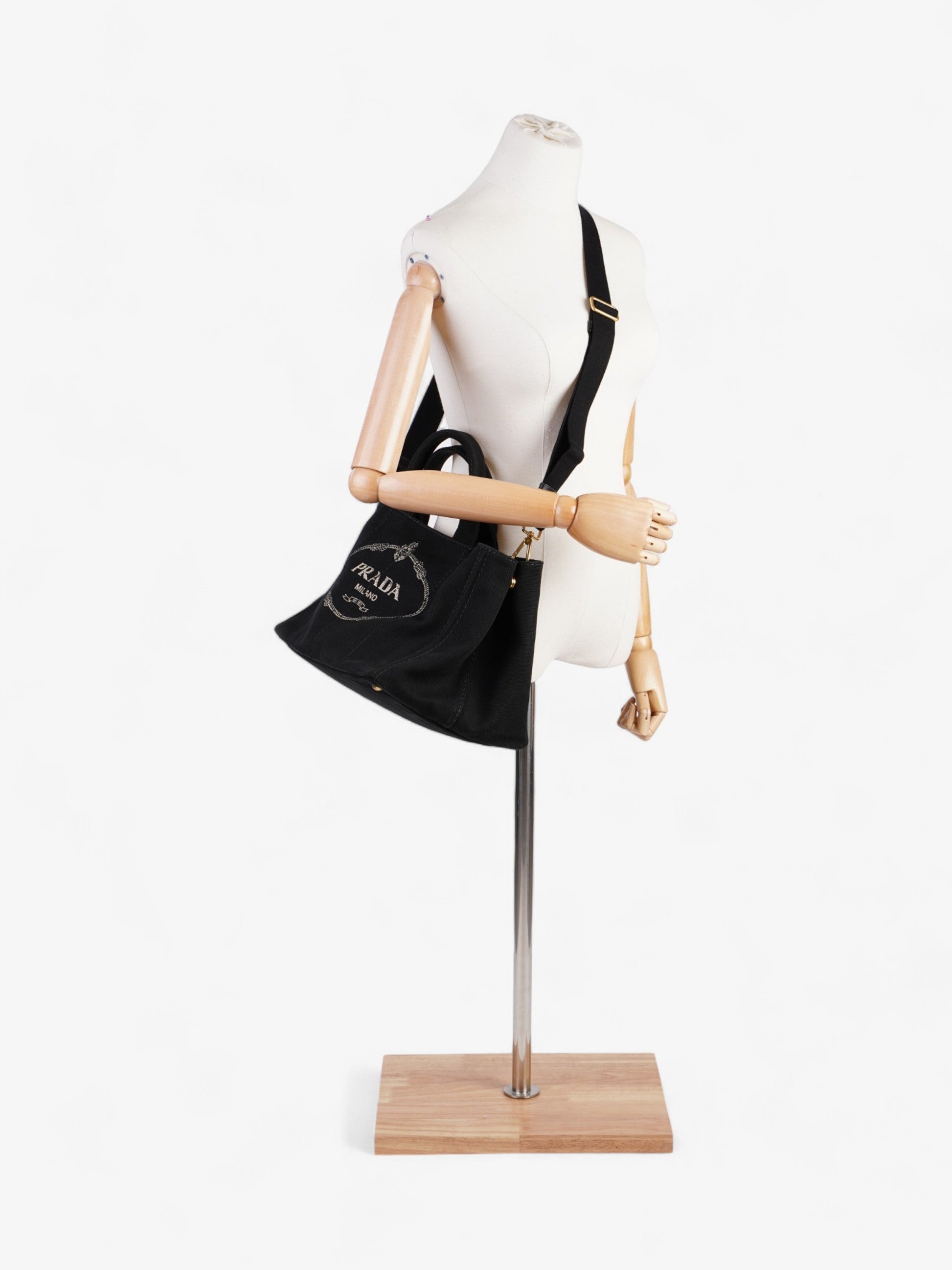 Prada Canapa Tote Bag Canvas Black Logo