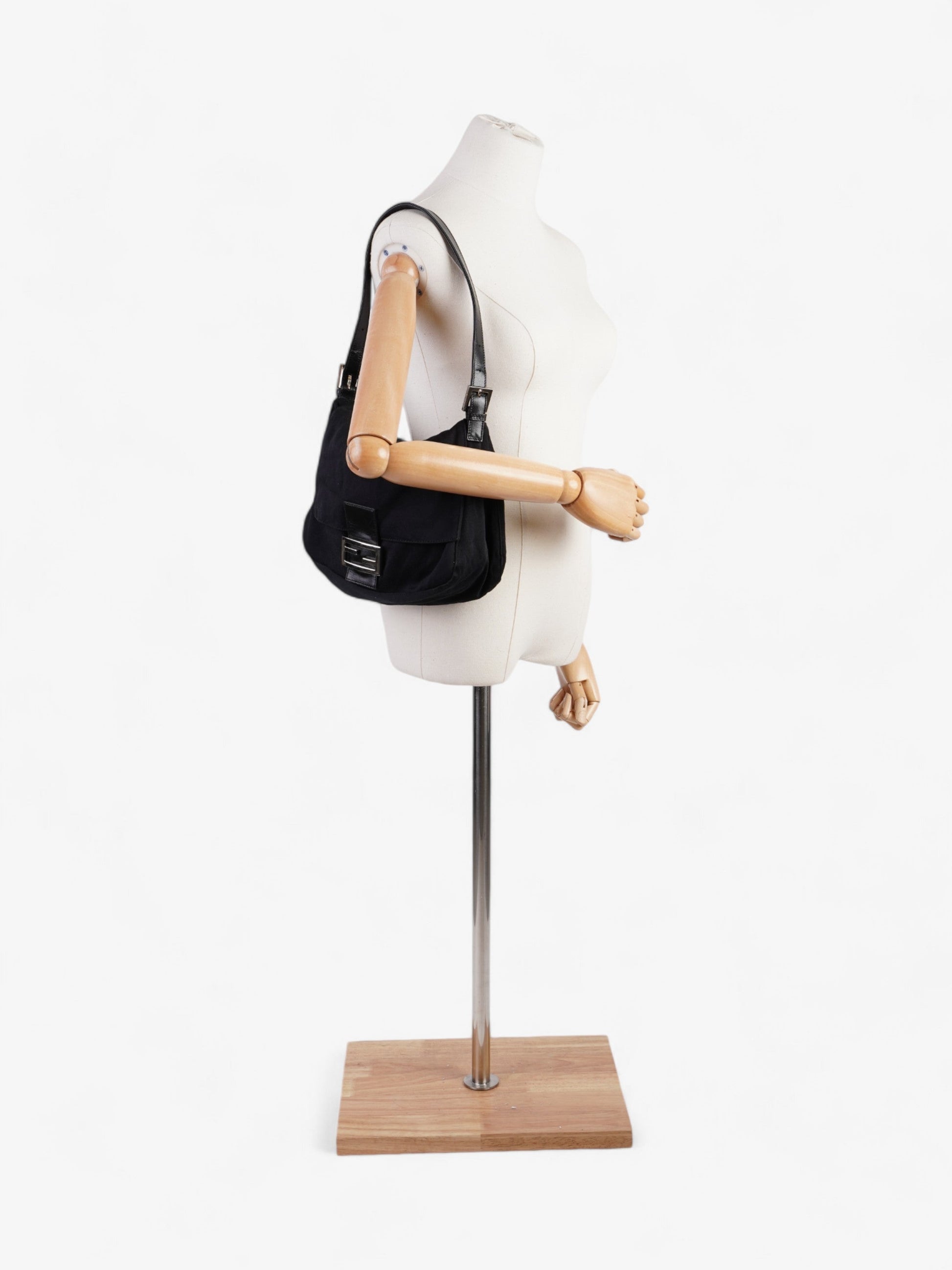 Fendi Mamma Baguette Shoulder Bag Canvas Black