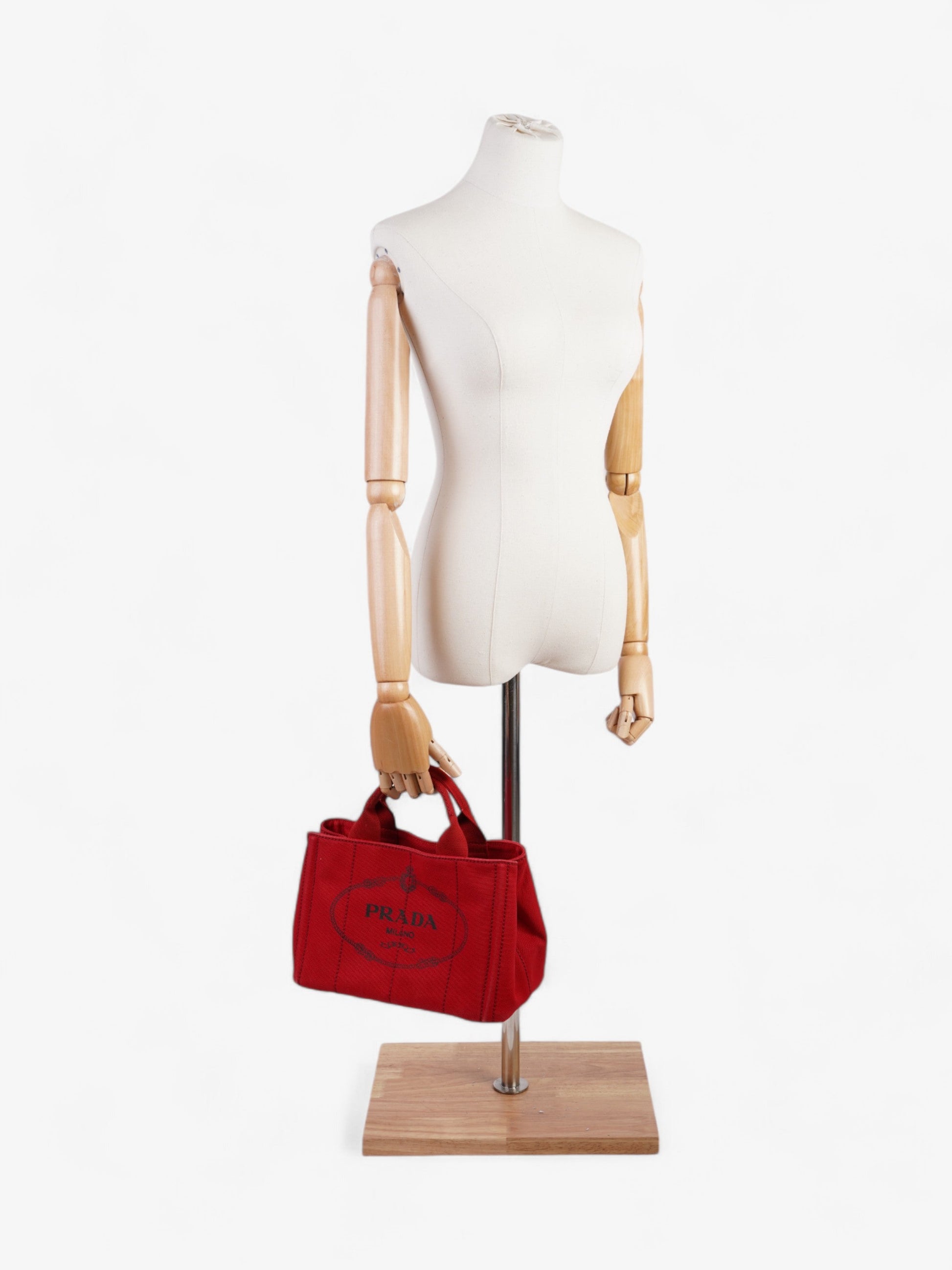 Prada Canapa Tote Cotton Red Tote Bag