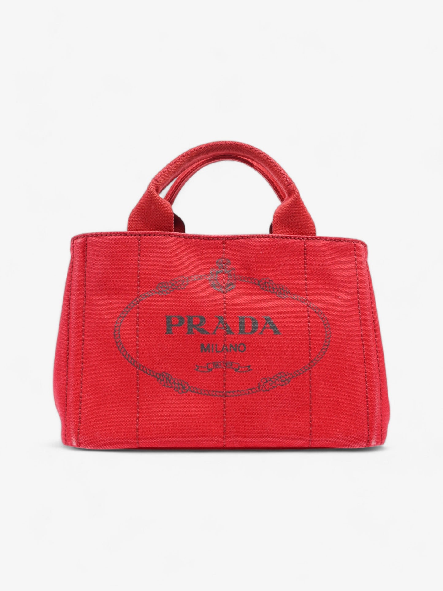 Prada Canapa Tote Cotton Red Tote Bag