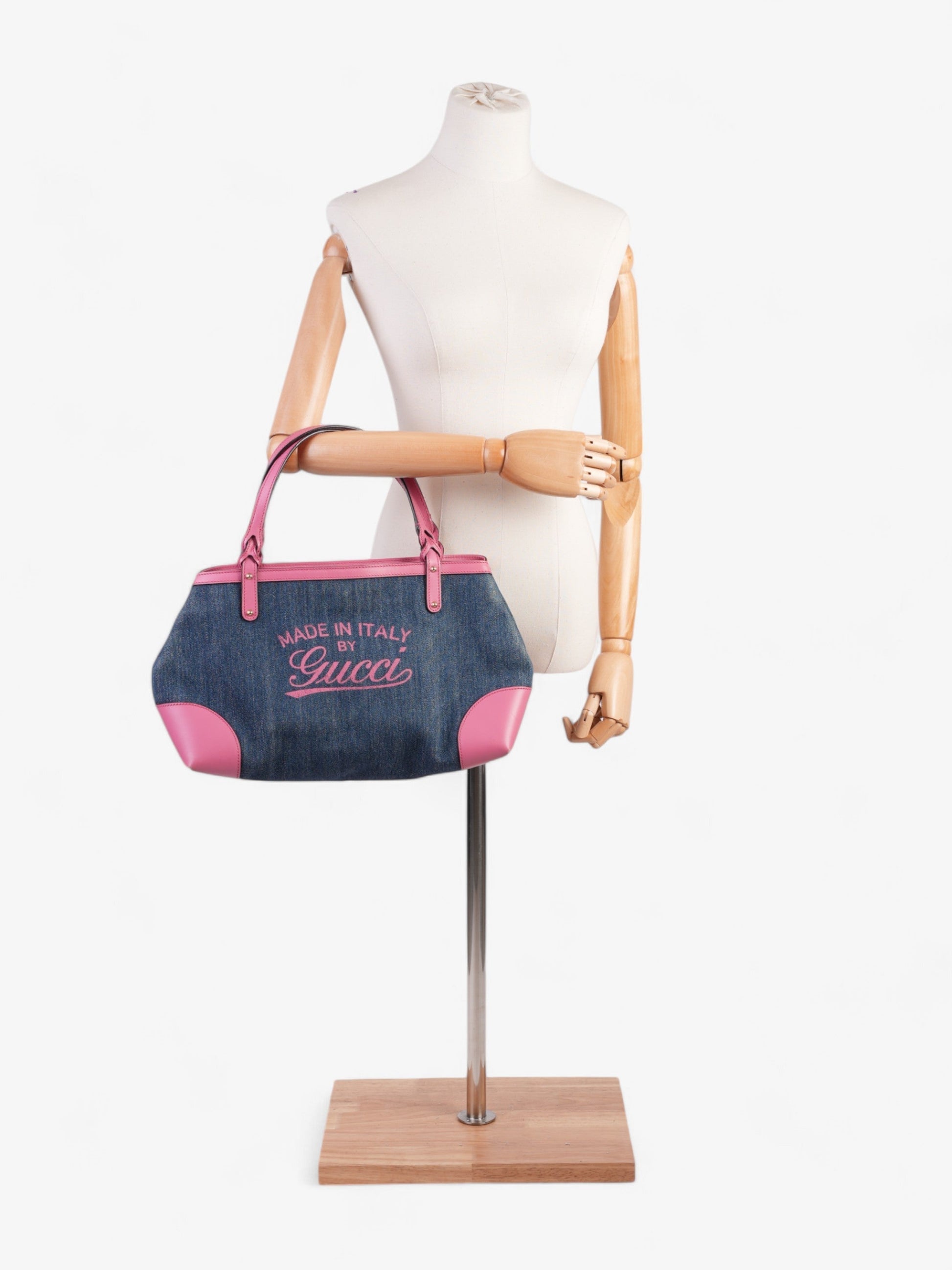 Gucci Craft Logo Tote Bag Denim Blue