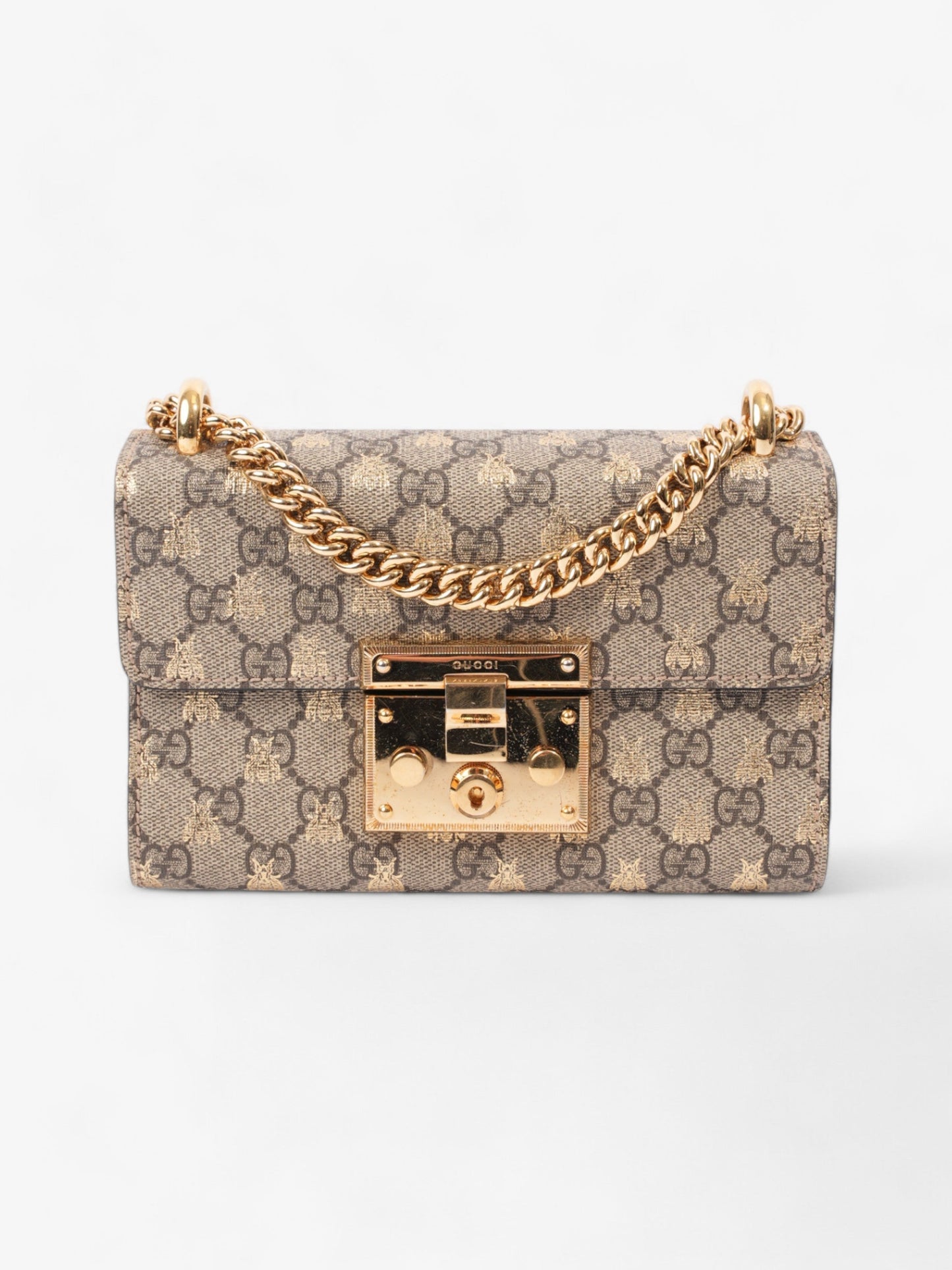 Gucci Padlock Supreme Bee Coated Shoulder Bag Canvas Small