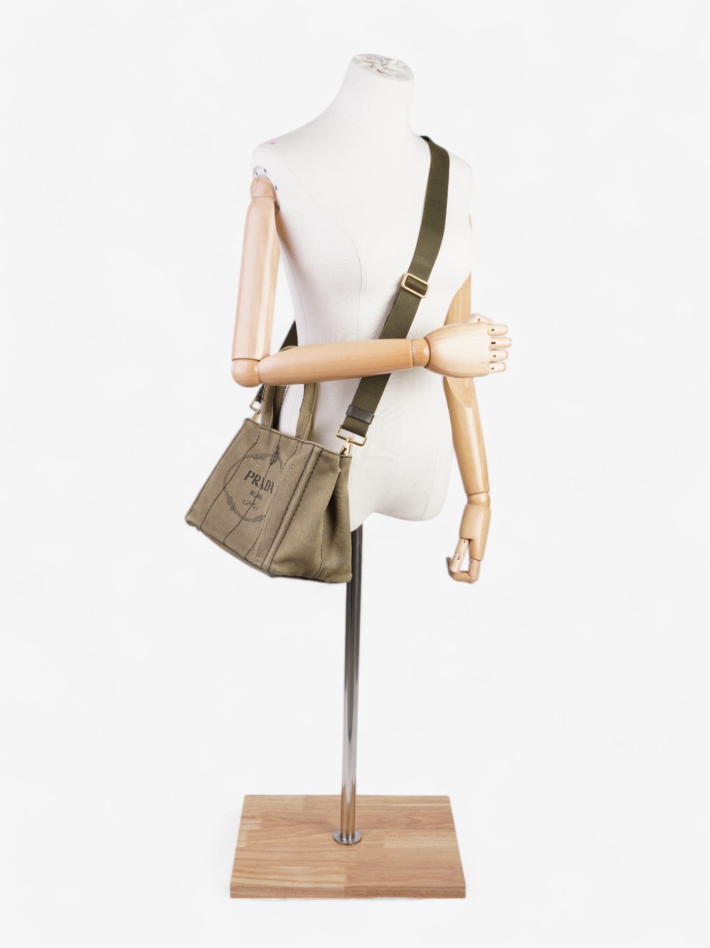 Prada Canapa Way Handbag Khaki Cotton Travel Bag