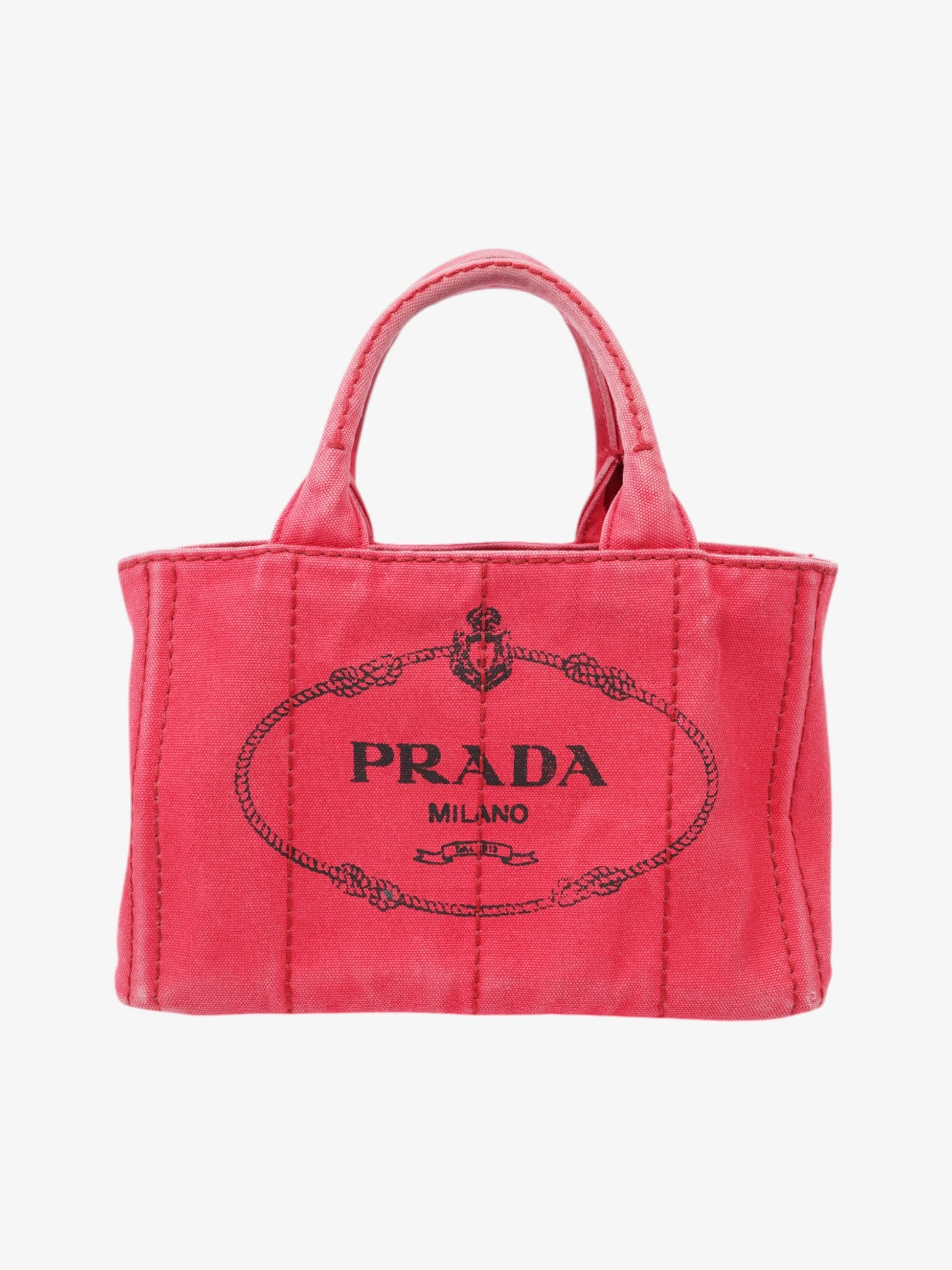 Prada Canapa Way Handbag Cotton Red Travel Bag Handbag Red Cotton