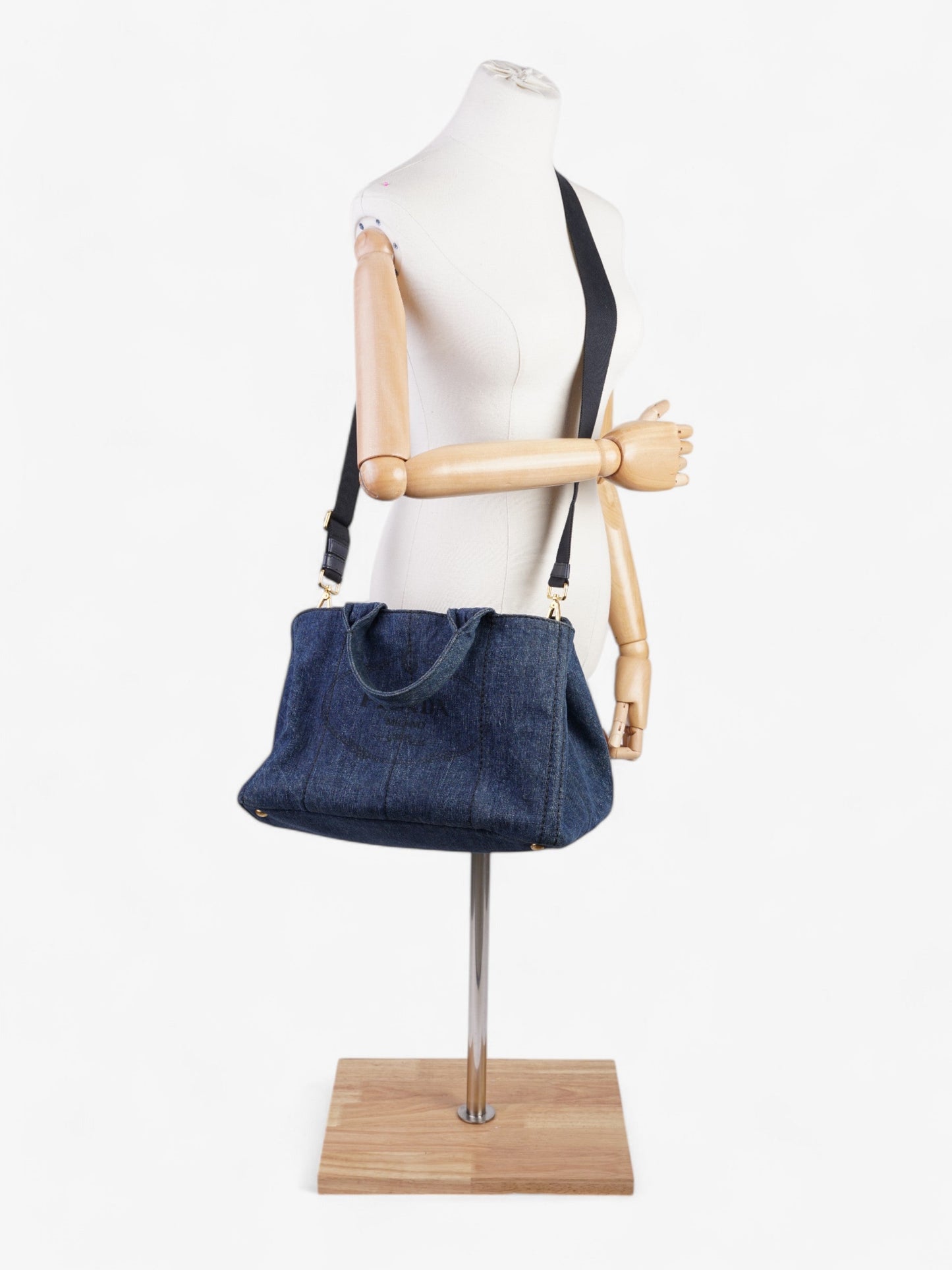 Prada Canapa Handbag Denim Blue Tote Bag