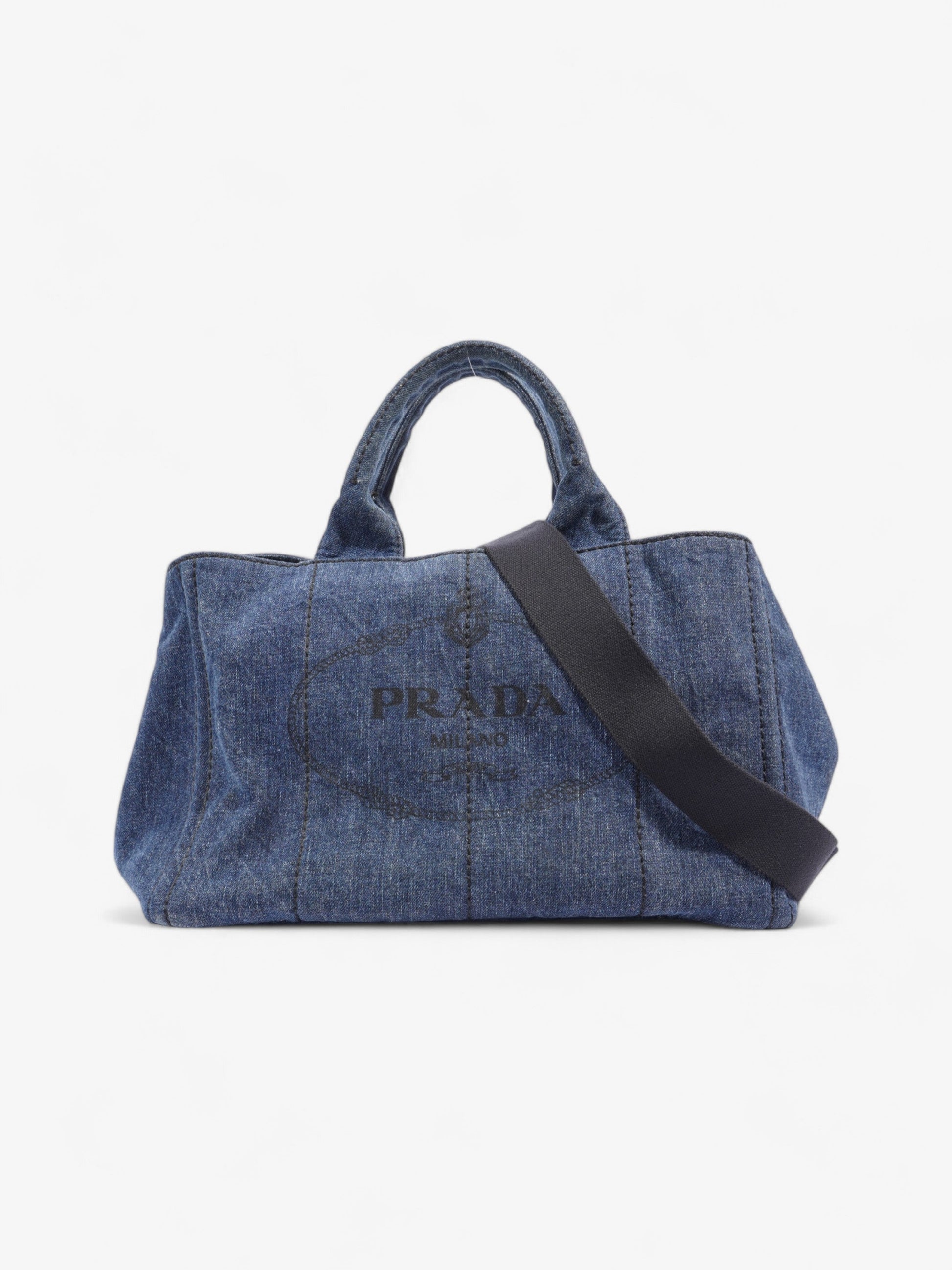 Prada Canapa Handbag Denim Blue Tote Bag
